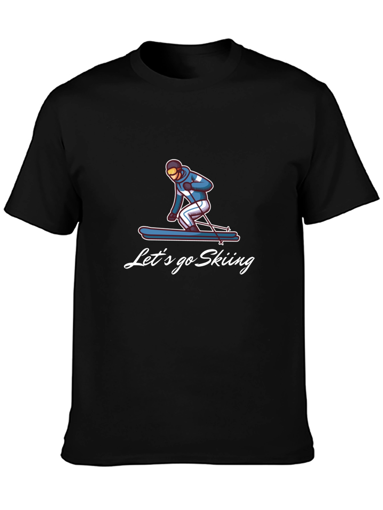Black Let's Go Skiing Graphic Tee view 3