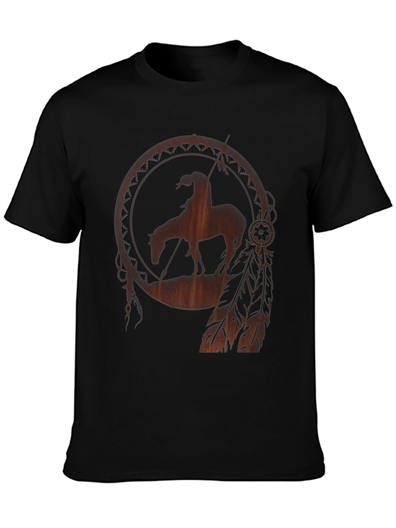 Black Native American Horse Dreamcatcher Graphic Tee view 3
