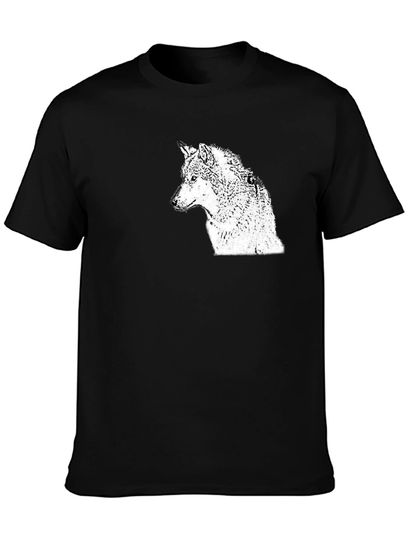 Black Wolf Graphic Print Crew Neck T-Shirt view 3