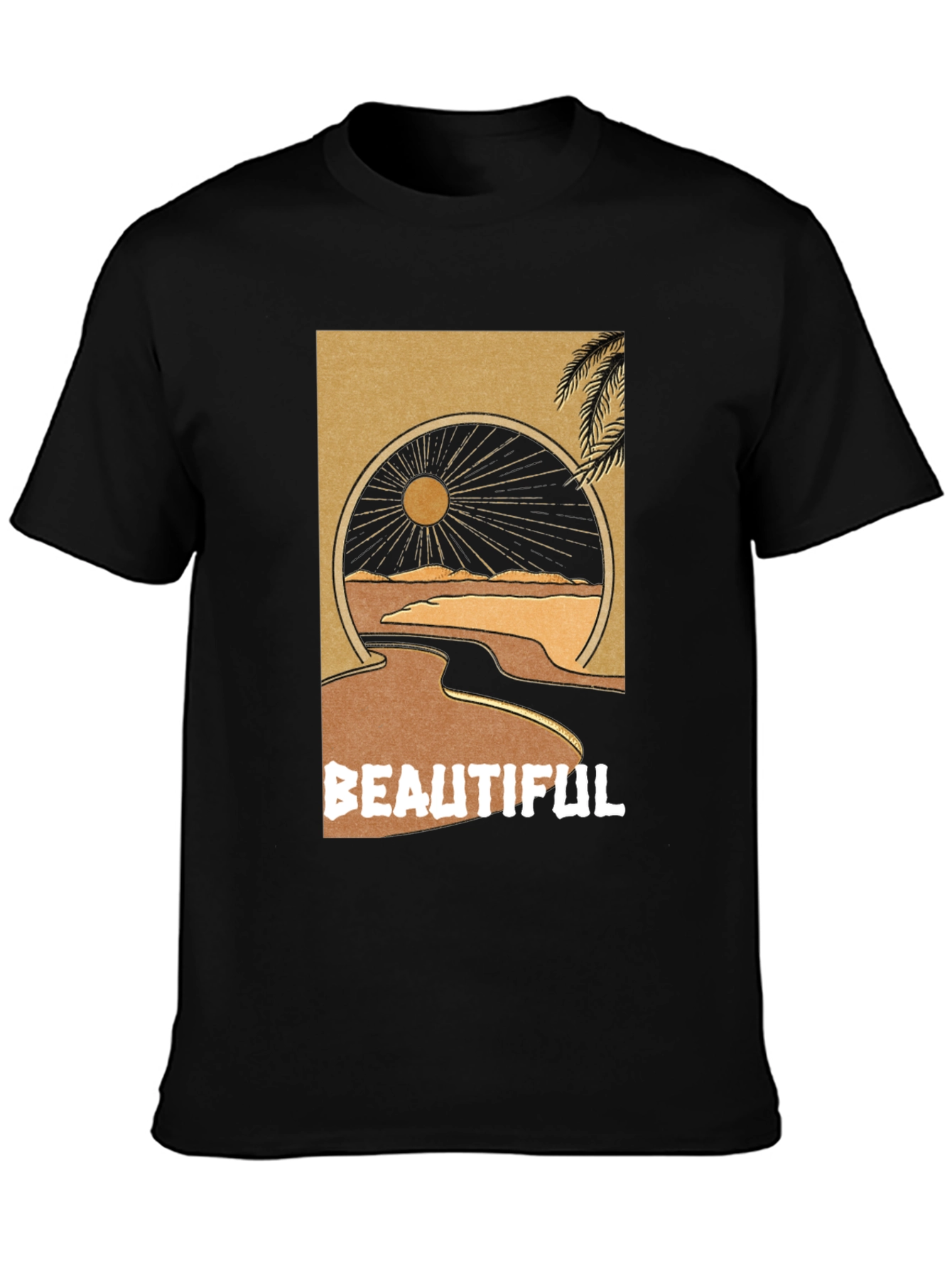 Black Beautiful Desert Graphic Tee - Men's Black T-Shirt view 3