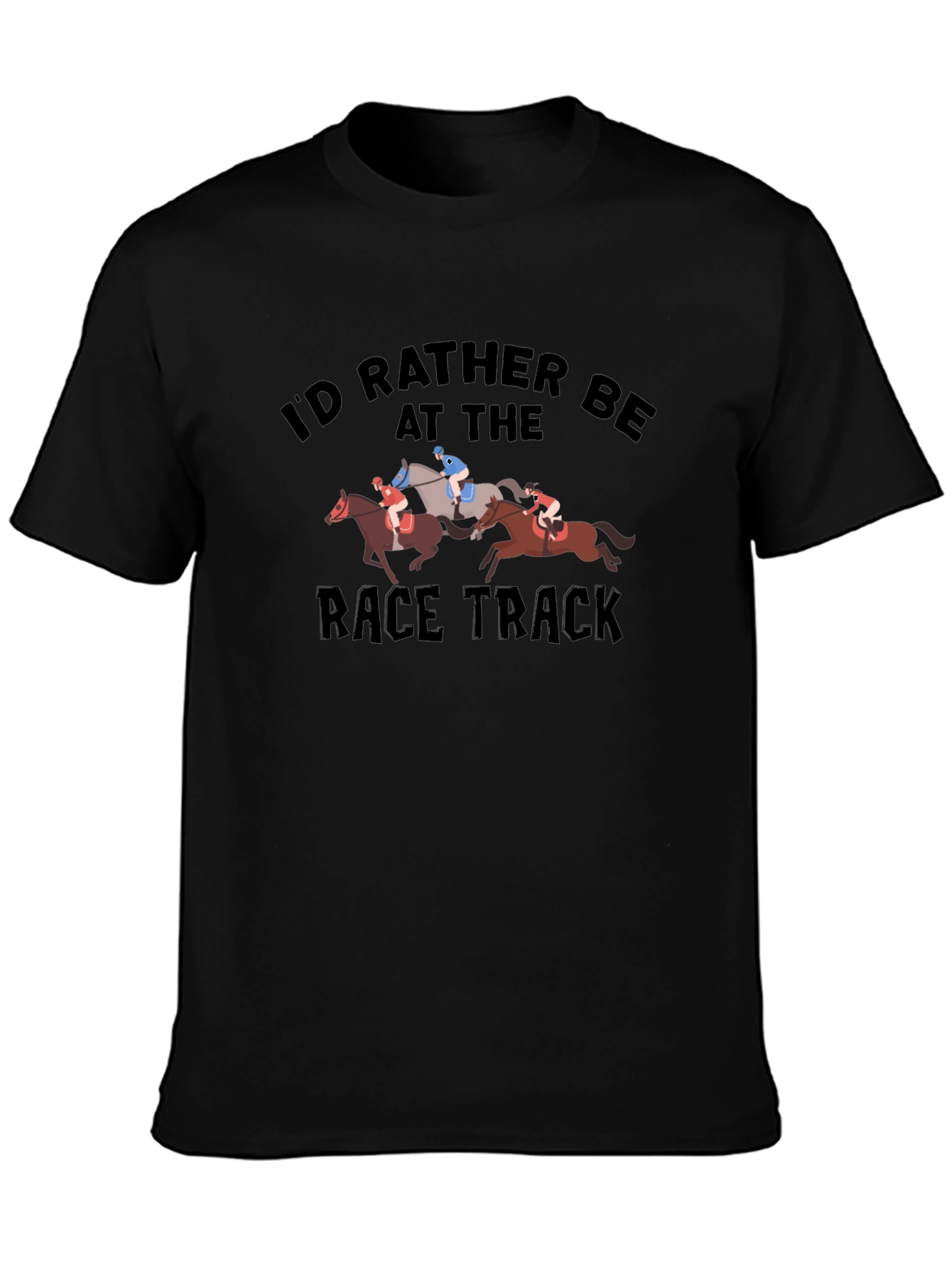 Black Race Track T-Shirt - Horse Racing Fan Tee view 3