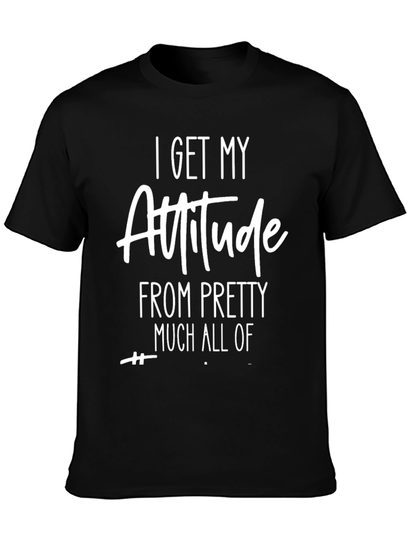 Black Attitude Graphic Tee - Funny Statement Shirt view 3