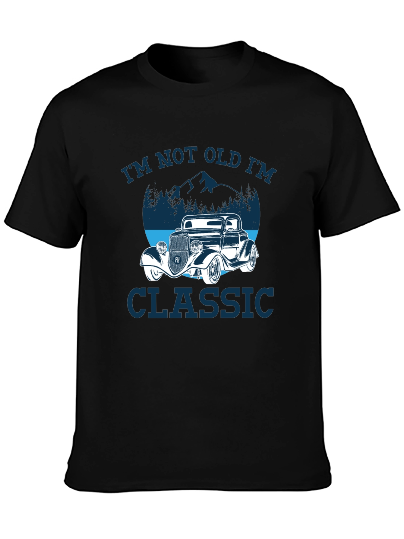 Black Classic Car T-Shirt: I'm Not Old, I'm Classic view 3