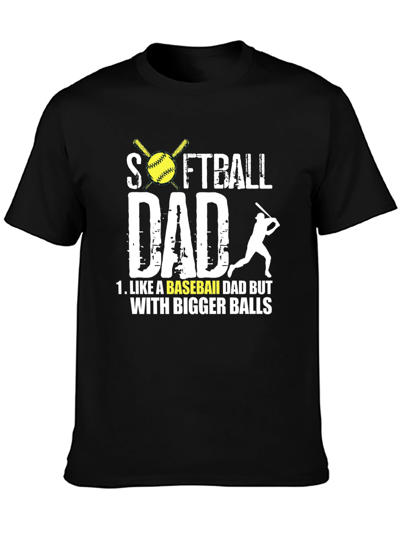 Black Softball Dad T-Shirt - Bigger Balls Tee view 3