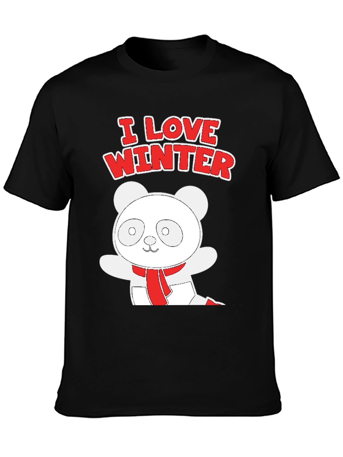 Black Winter Panda Graphic Tee - Black view 3