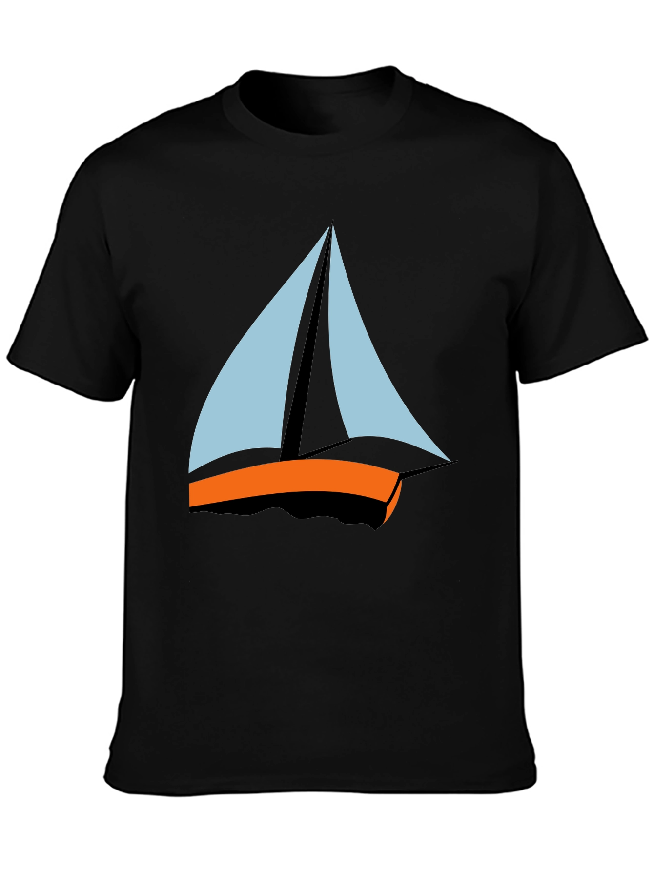 Black Men's Black T-Shirt - Sailboat Graphic Tee view 3