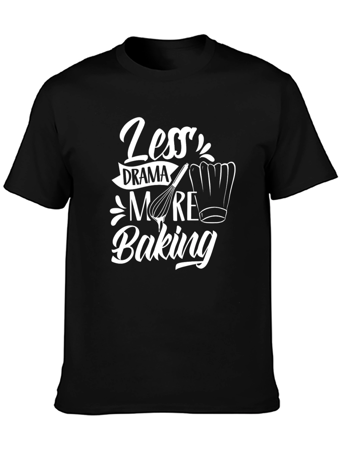 Black Less Drama More Baking Graphic T-Shirt view 3