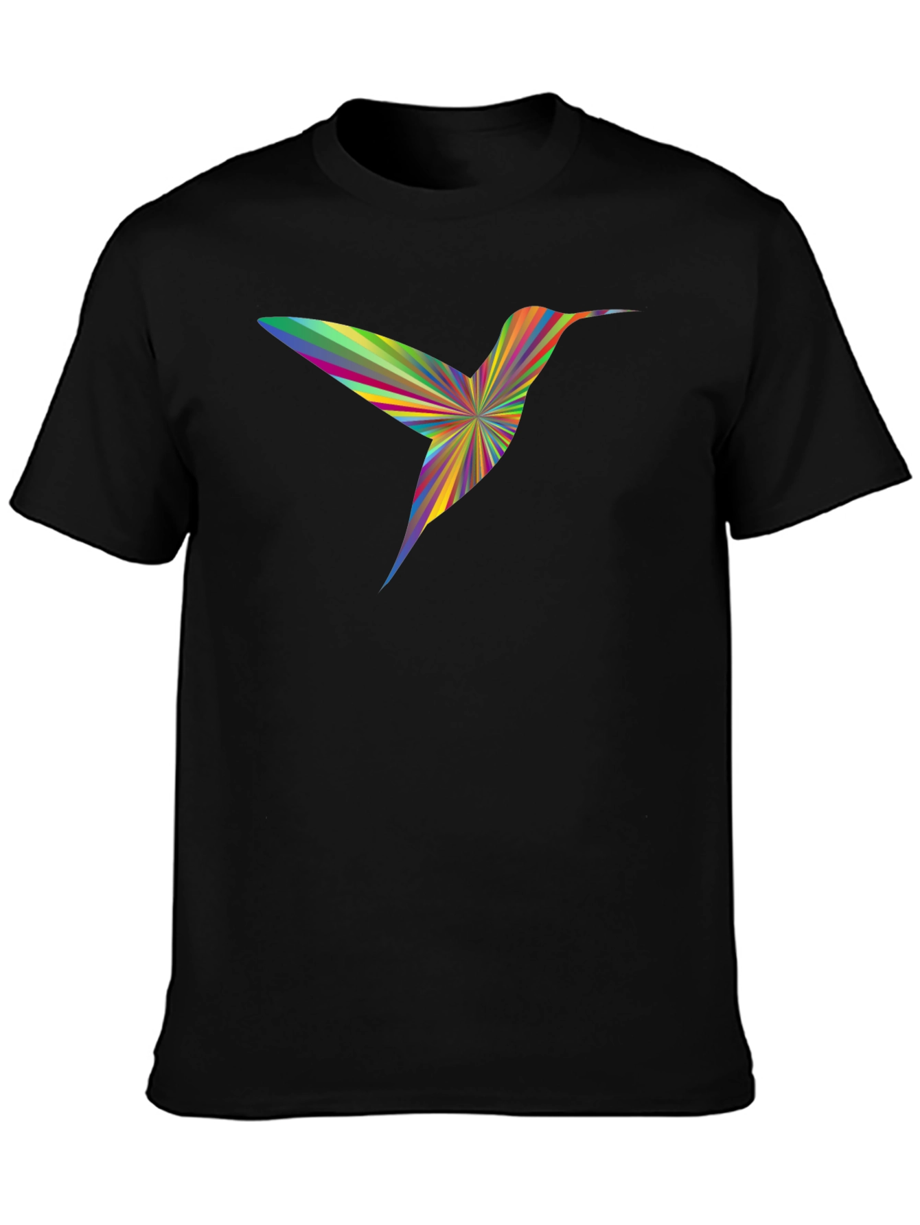 Black Rainbow Hummingbird Graphic Tee - Men's Black T-Shirt view 3