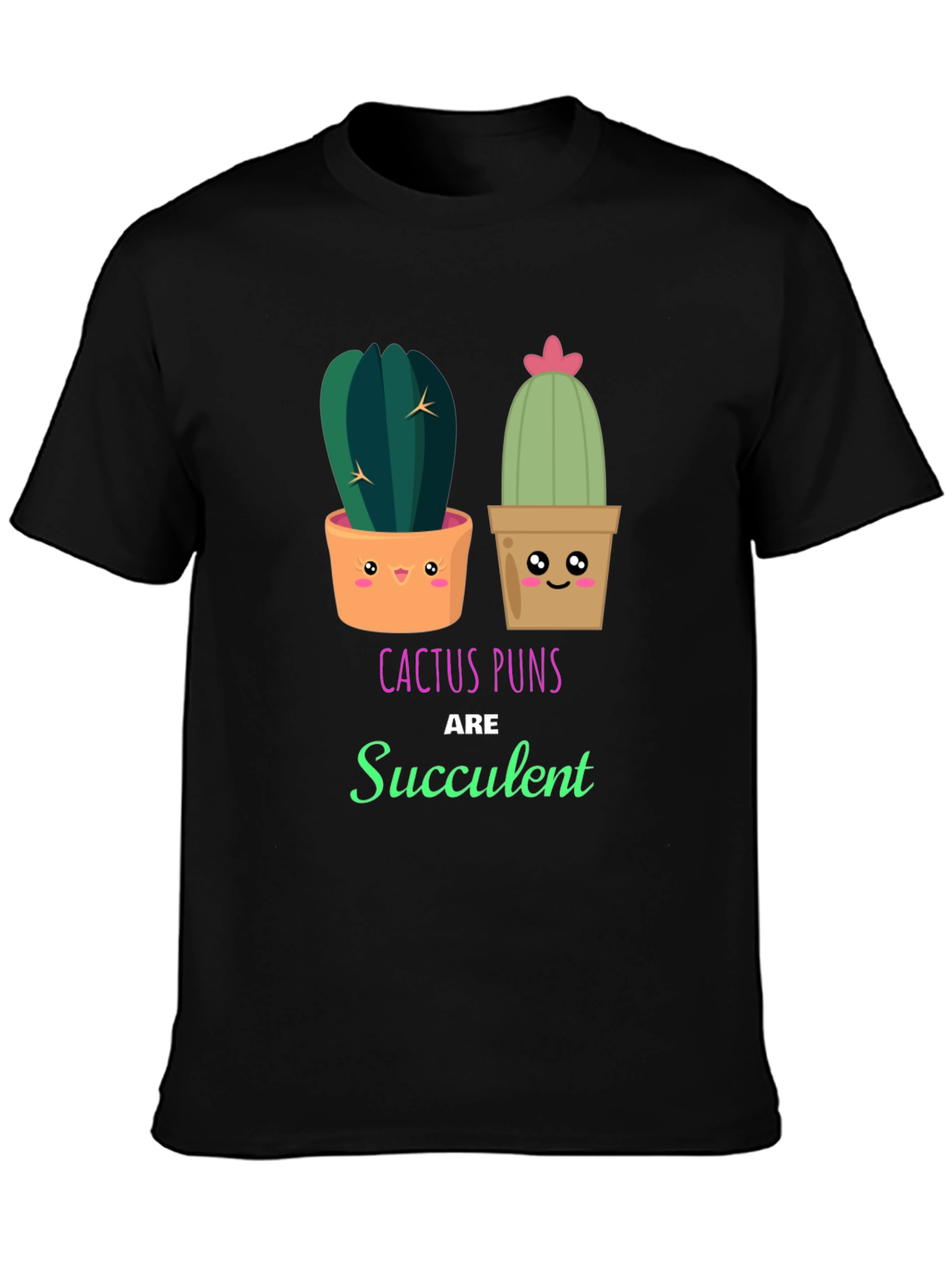 Black Cactus Pun T-Shirt - Succulent Humor view 3