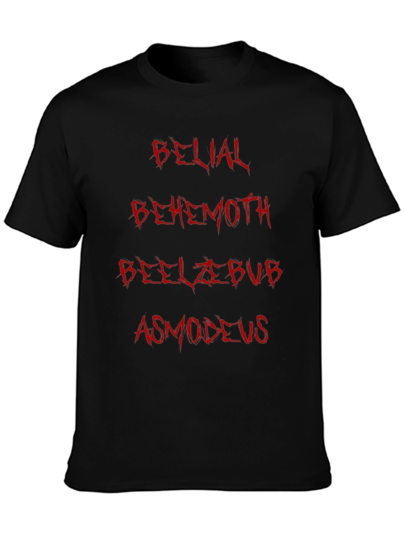 Black Demonic Names Tee - Belial, Behemoth, Beelzebub, Asmodeus view 3