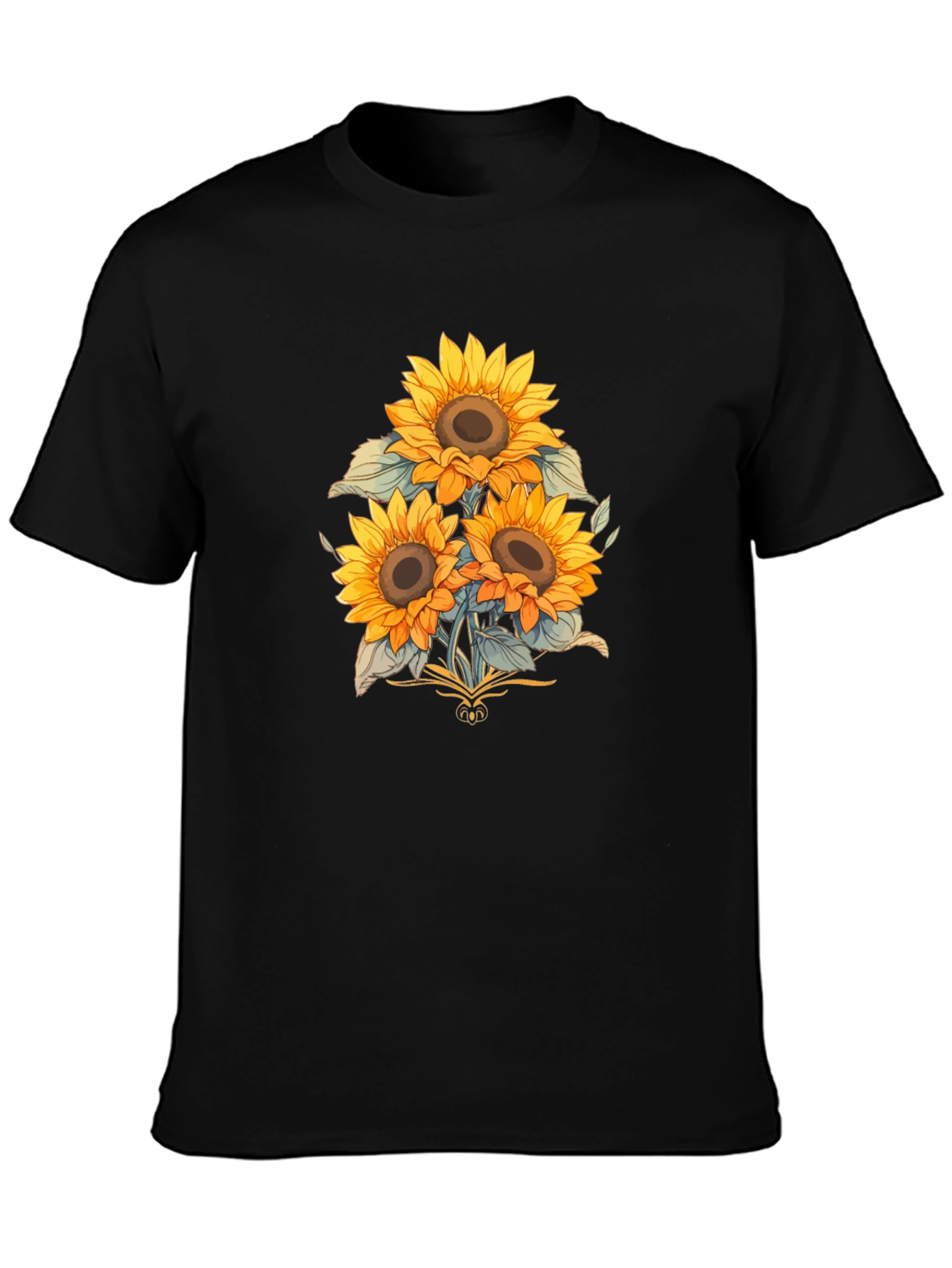 Black Sunflower Graphic Print Black T-Shirt view 3