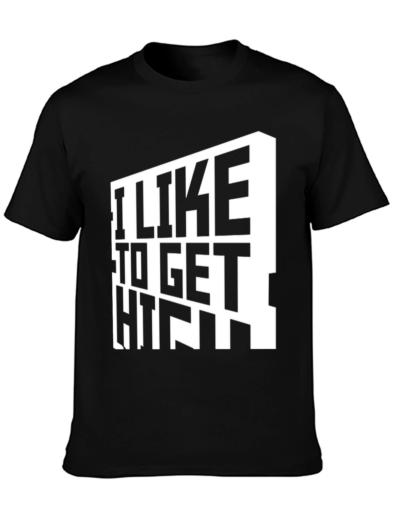 Black I Like To Get High T-Shirt - Black Graphic Tee view 3