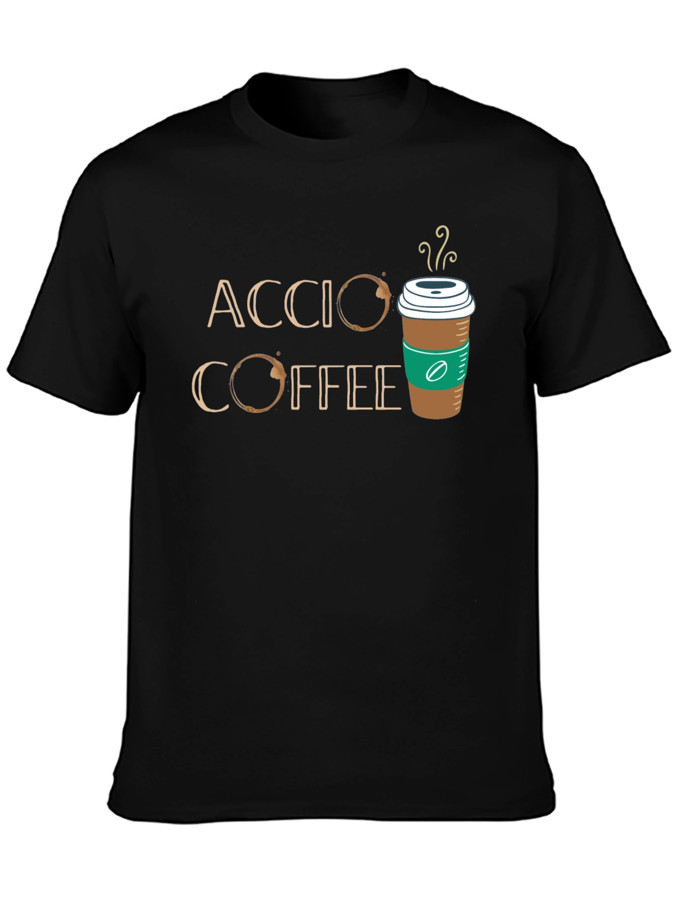 Black Accio Coffee T-Shirt - Magic & Caffeine! view 3