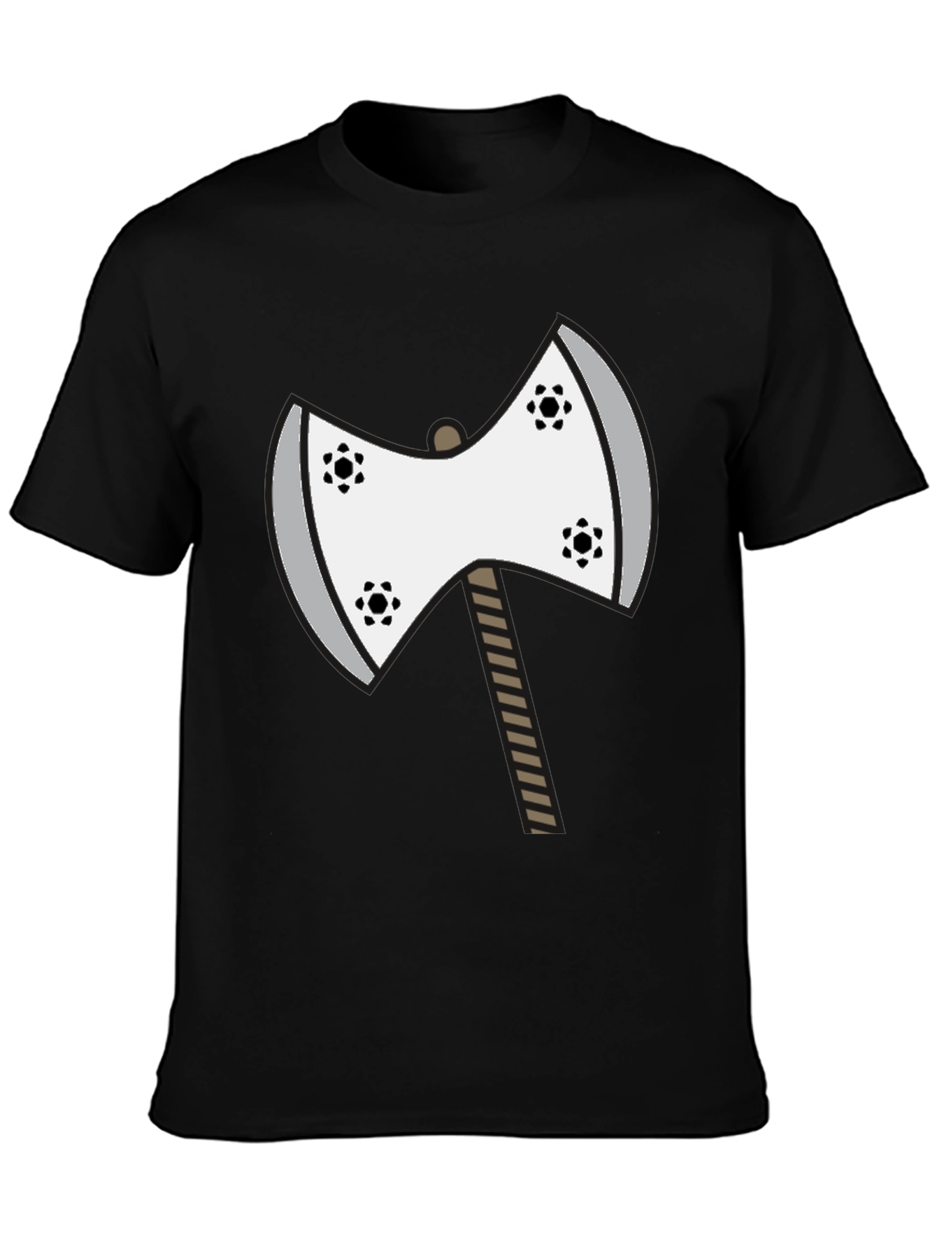 Black Axe Graphic Tee - Unique Cartoon Double Axe Design view 3