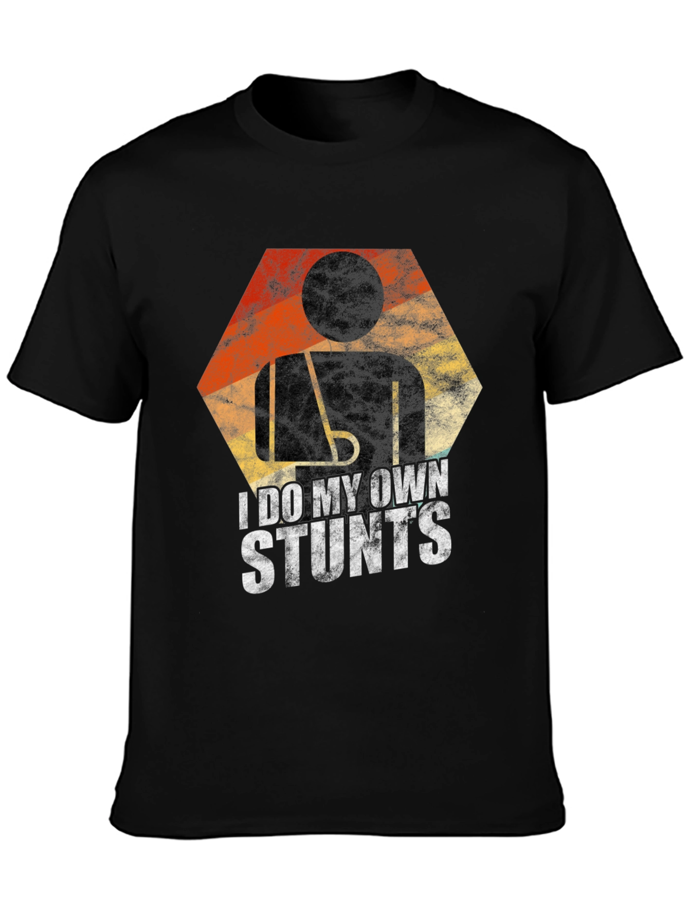 Black I Do My Own Stunts T-Shirt - Injured Humor Graphic Tee view 3