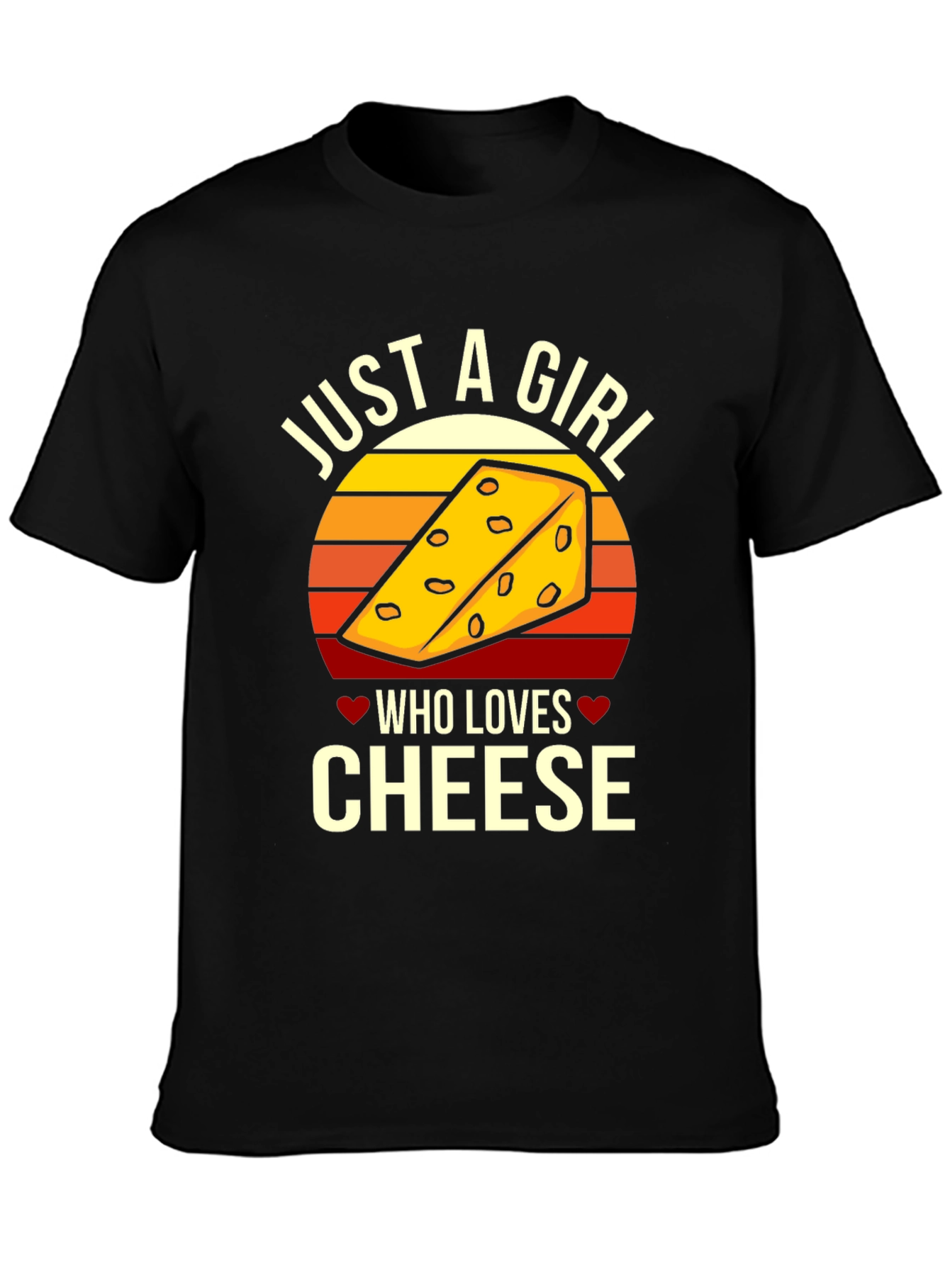 Black Just A Girl Who Loves Cheese Graphic T-Shirt view 3