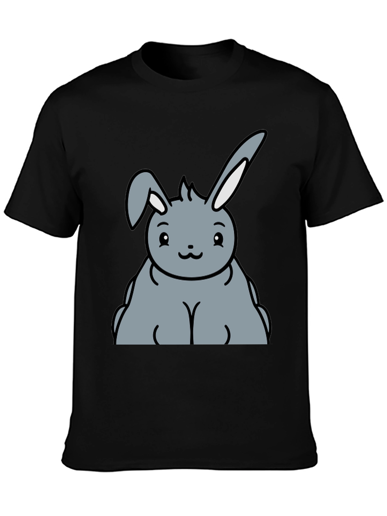 Black Cute Cartoon Bunny Graphic T-Shirt view 3