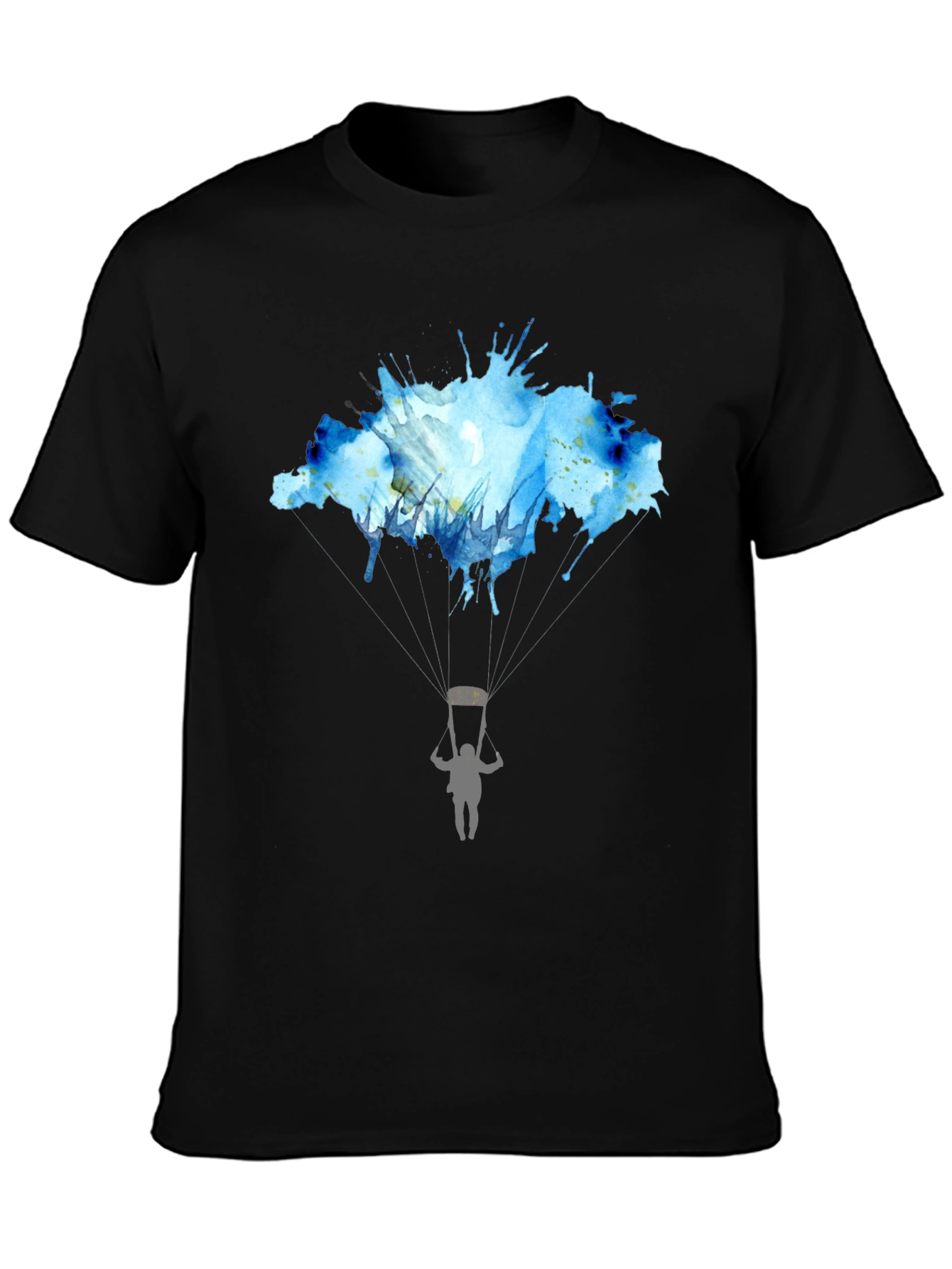 Black Watercolor Skydiving T-Shirt view 3