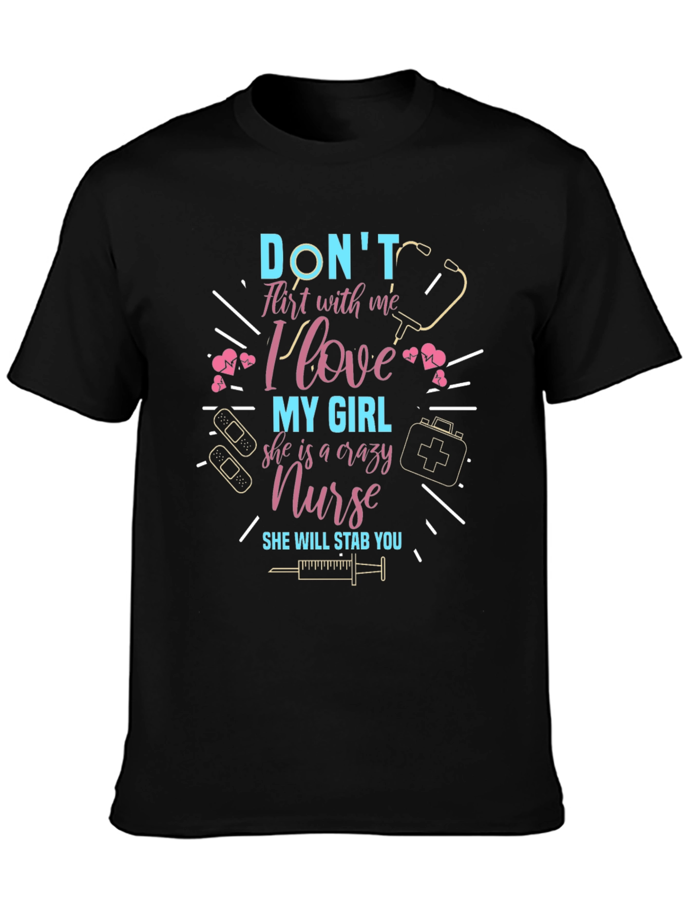Black Crazy Nurse T-Shirt - Don't Flirt With Me view 3