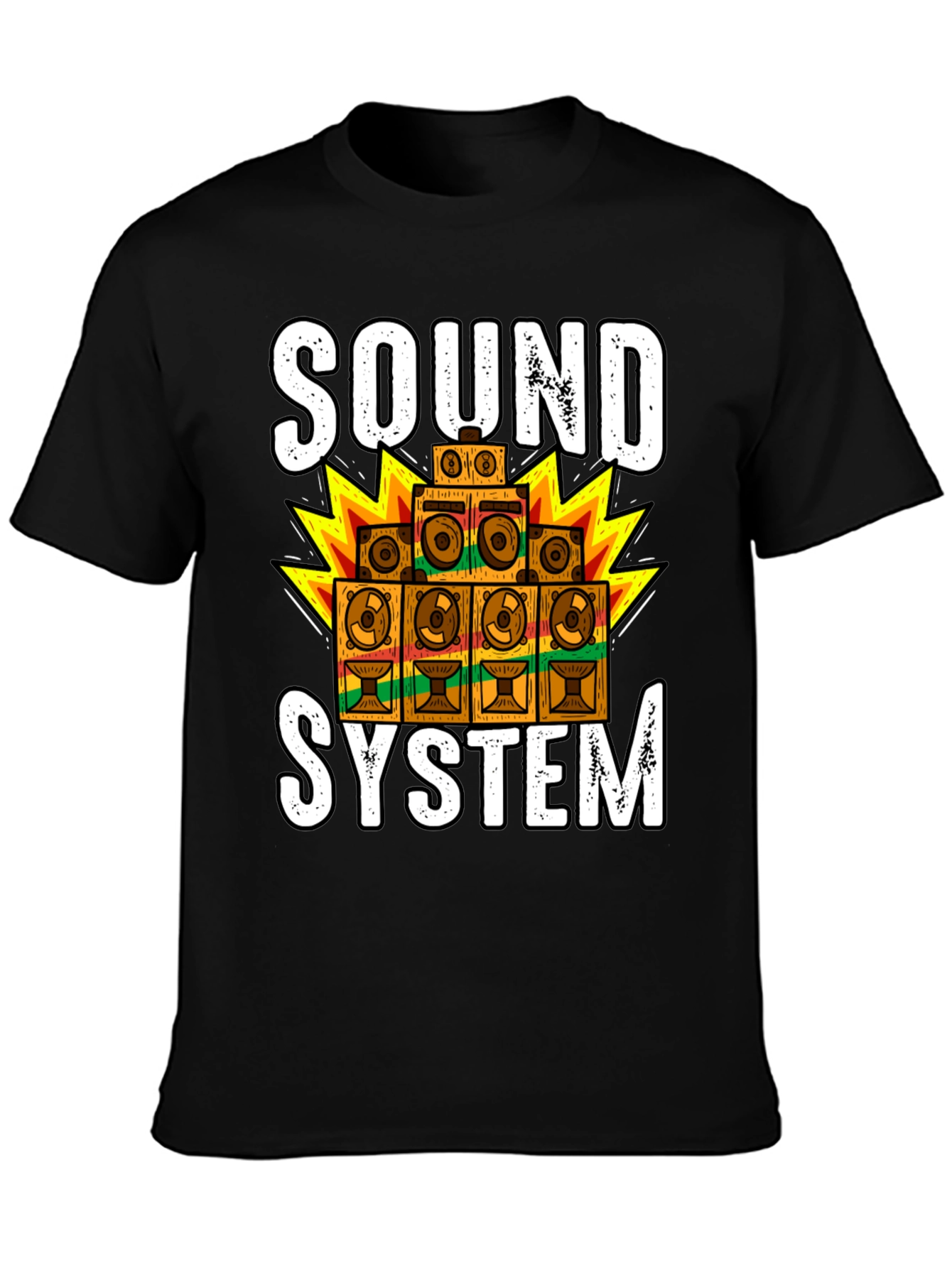Black Sound System Graphic Tee - Reggae Music Lover Shirt view 3