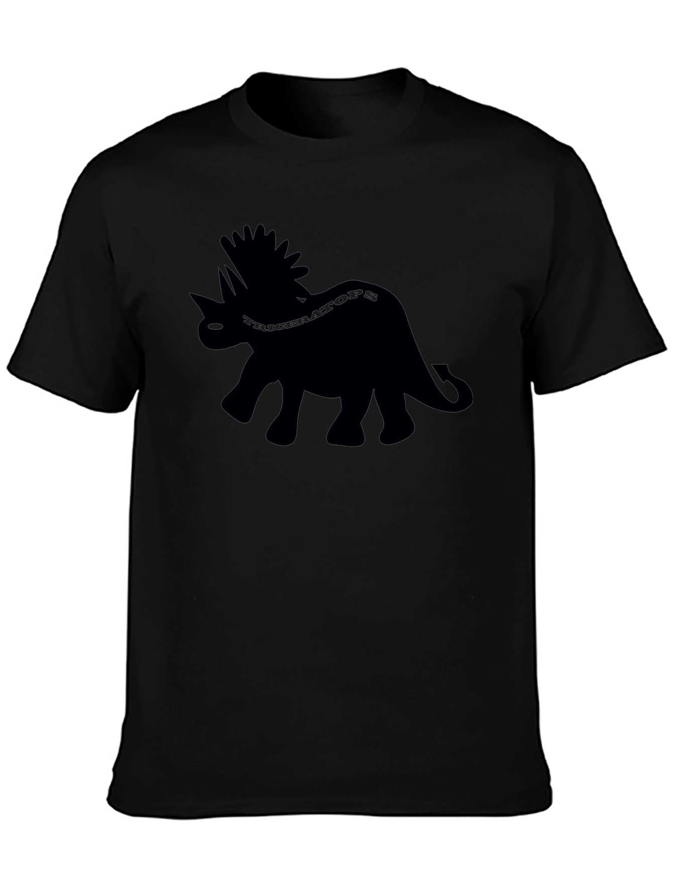 Black Triceratops Dinosaur Graphic Tee - Black view 3