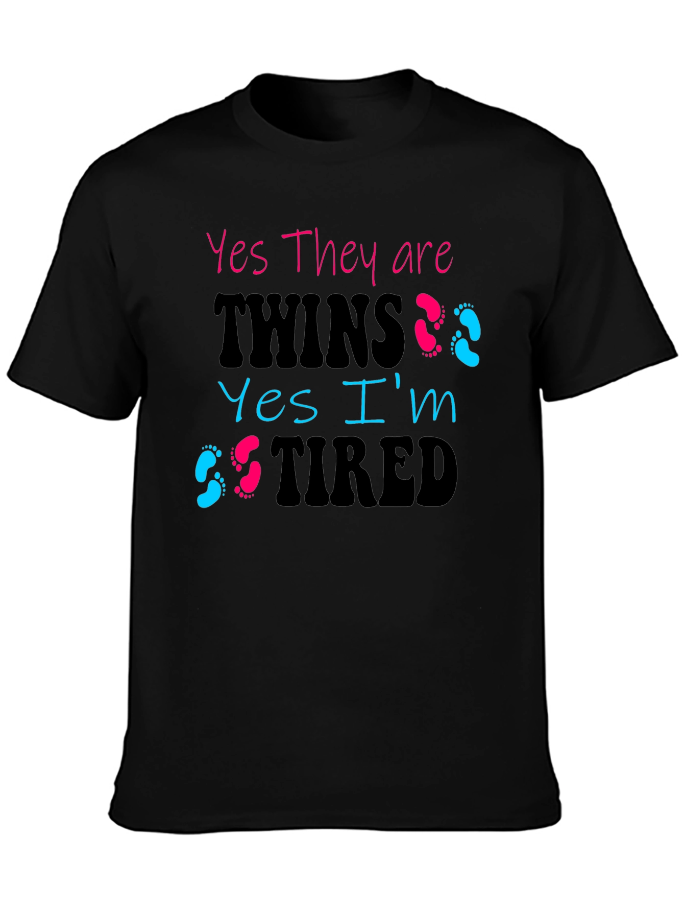 Black Yes They are Twins T-Shirt view 3