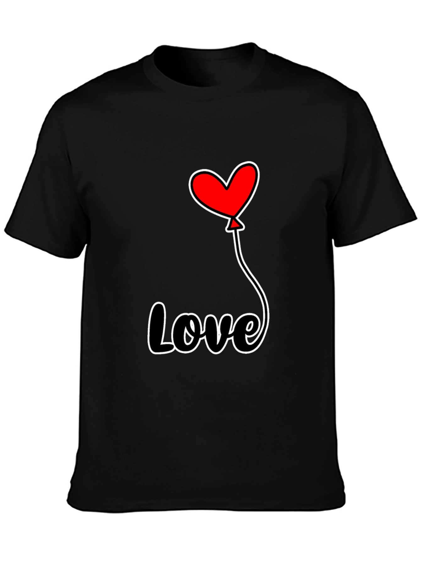 Black Love Heart Balloon Graphic Tee view 3