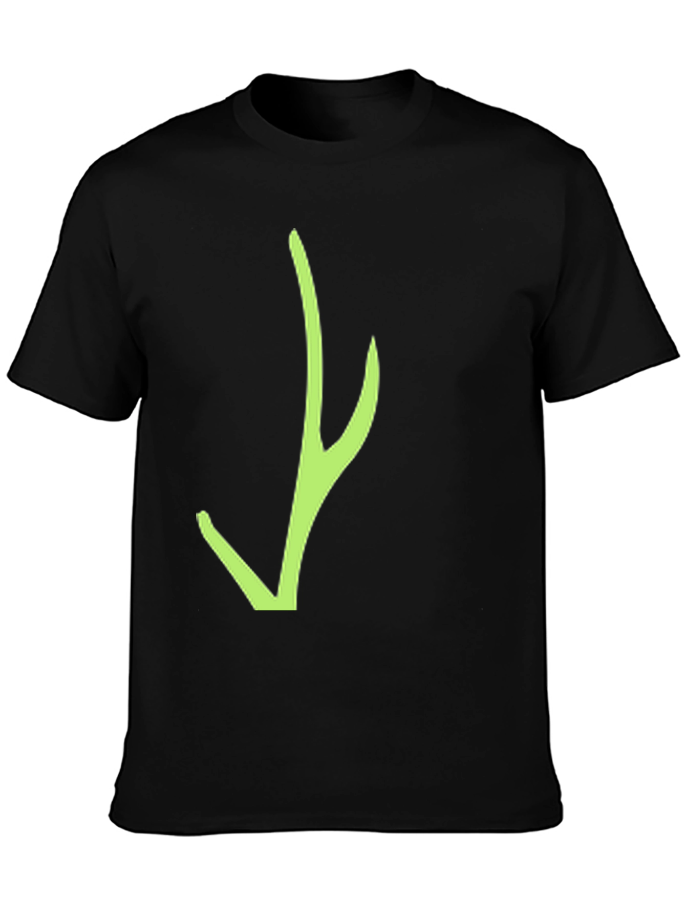 Black Black T-Shirt with Green Abstract Design view 3