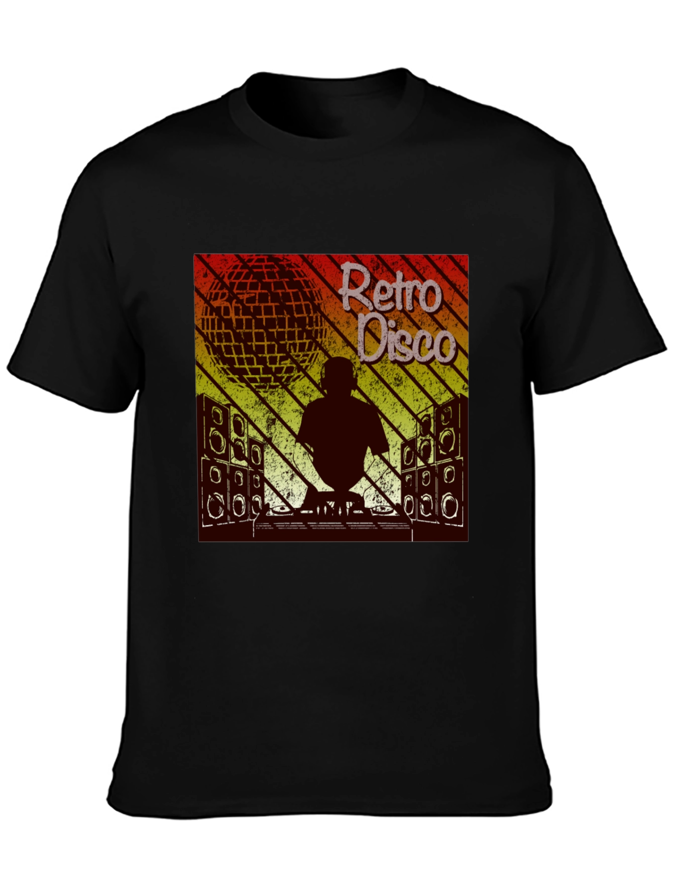 Black Retro Disco DJ Graphic T-Shirt view 3