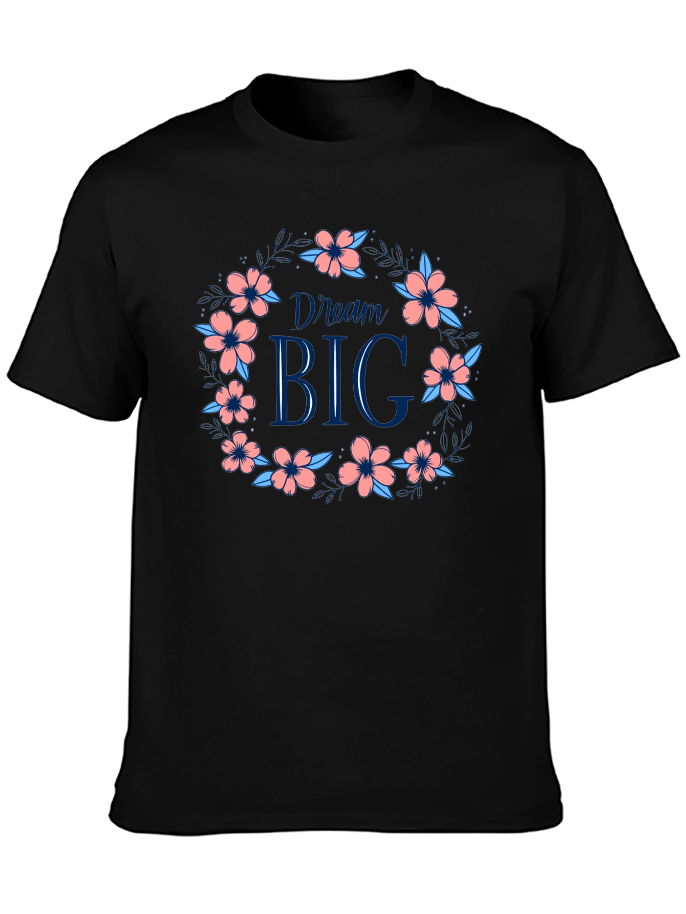 Black Dream Big Floral Wreath Graphic Tee - Black view 3