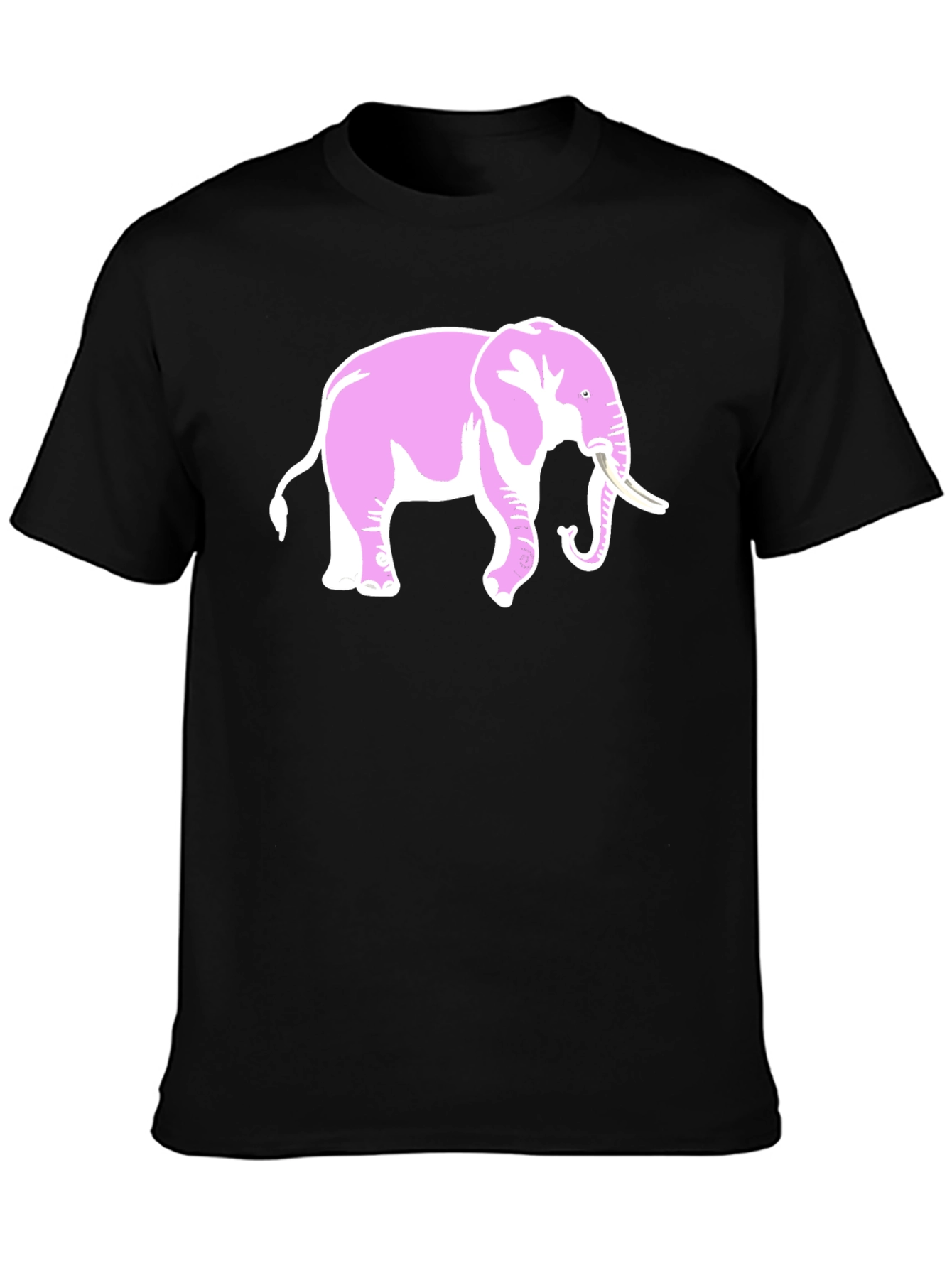 Black Pink Elephant Graphic Black T-Shirt view 3
