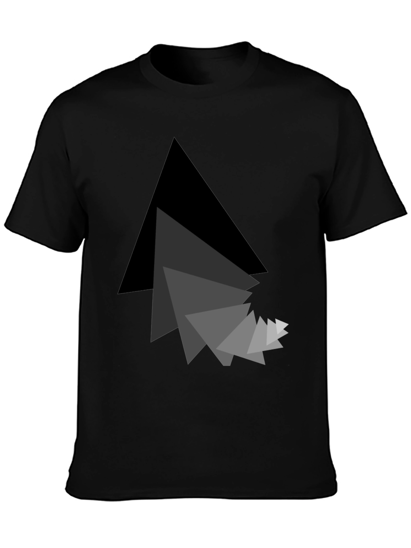 Black Abstract Triangle Graphic Black T-Shirt view 3