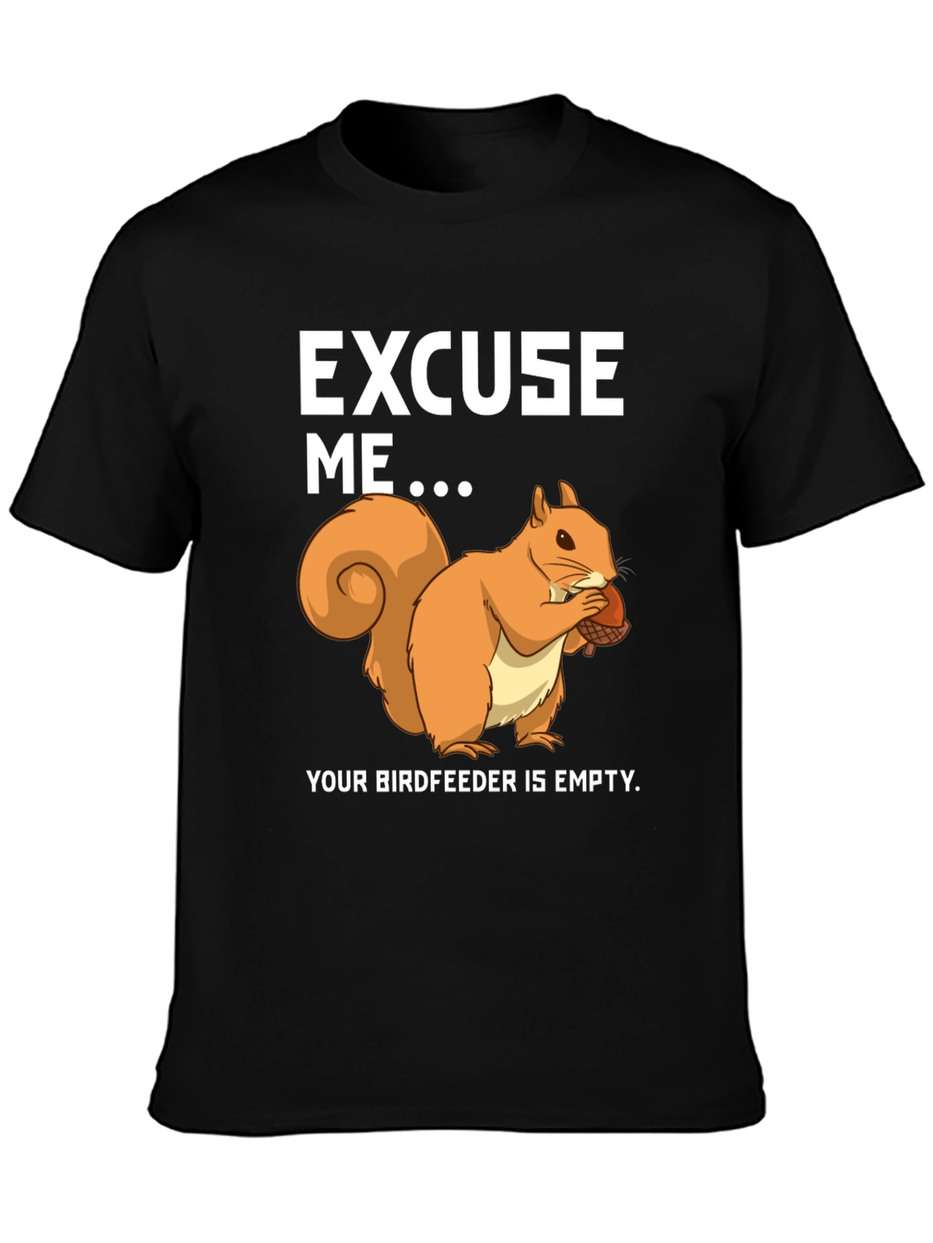 Black Funny Squirrel Birdfeeder T-Shirt view 3