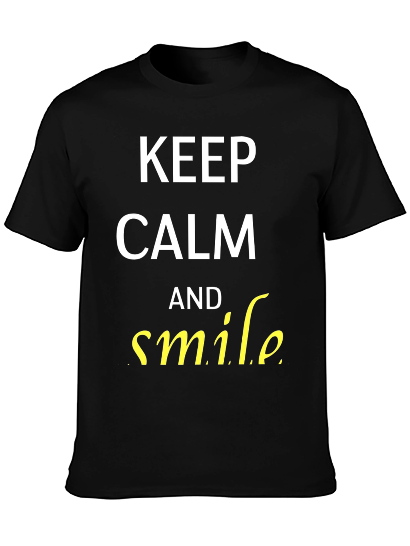 Black Keep Calm and Smile Men's Graphic Tee view 3