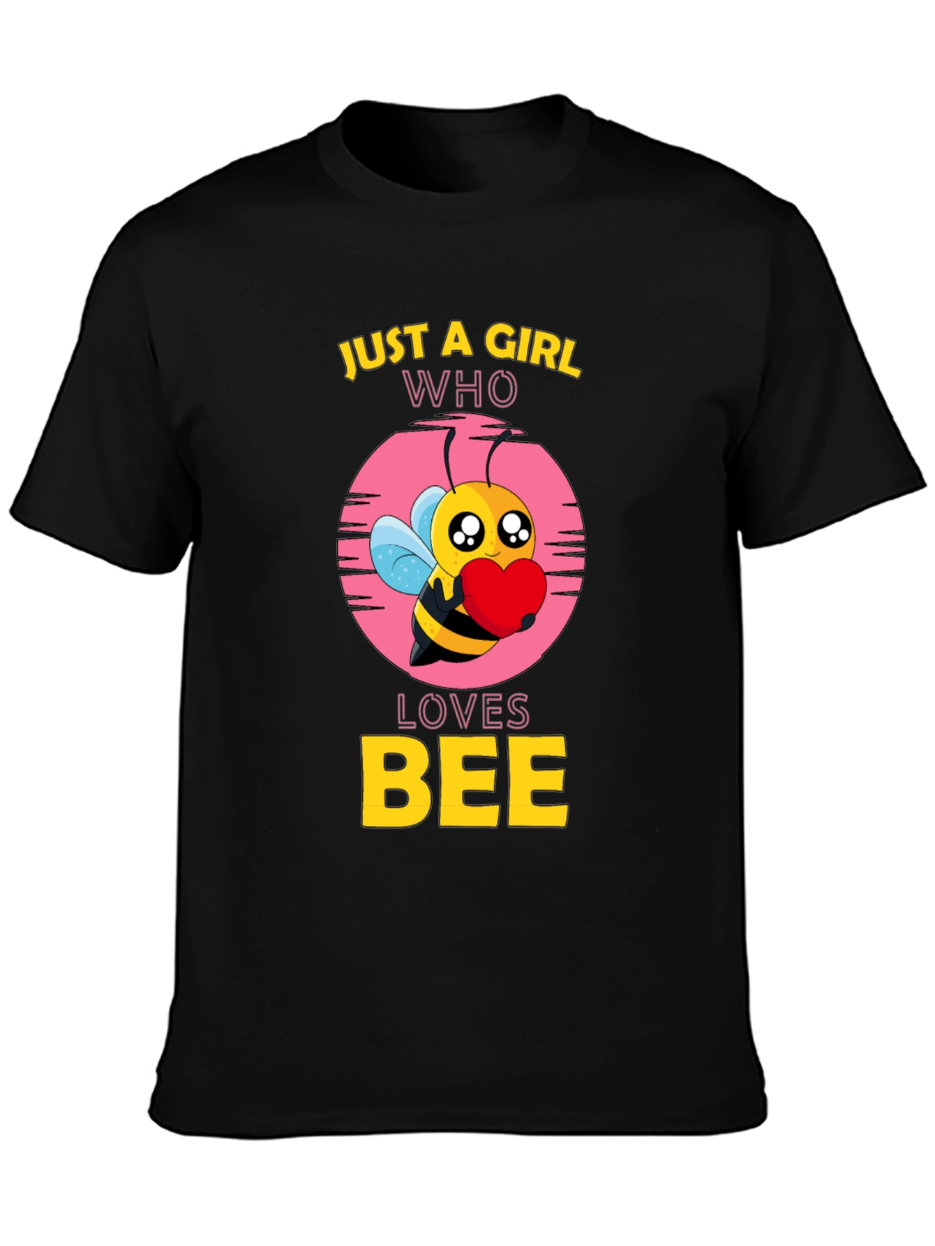 Black Just A Girl Who Loves Bee Black T-Shirt view 3