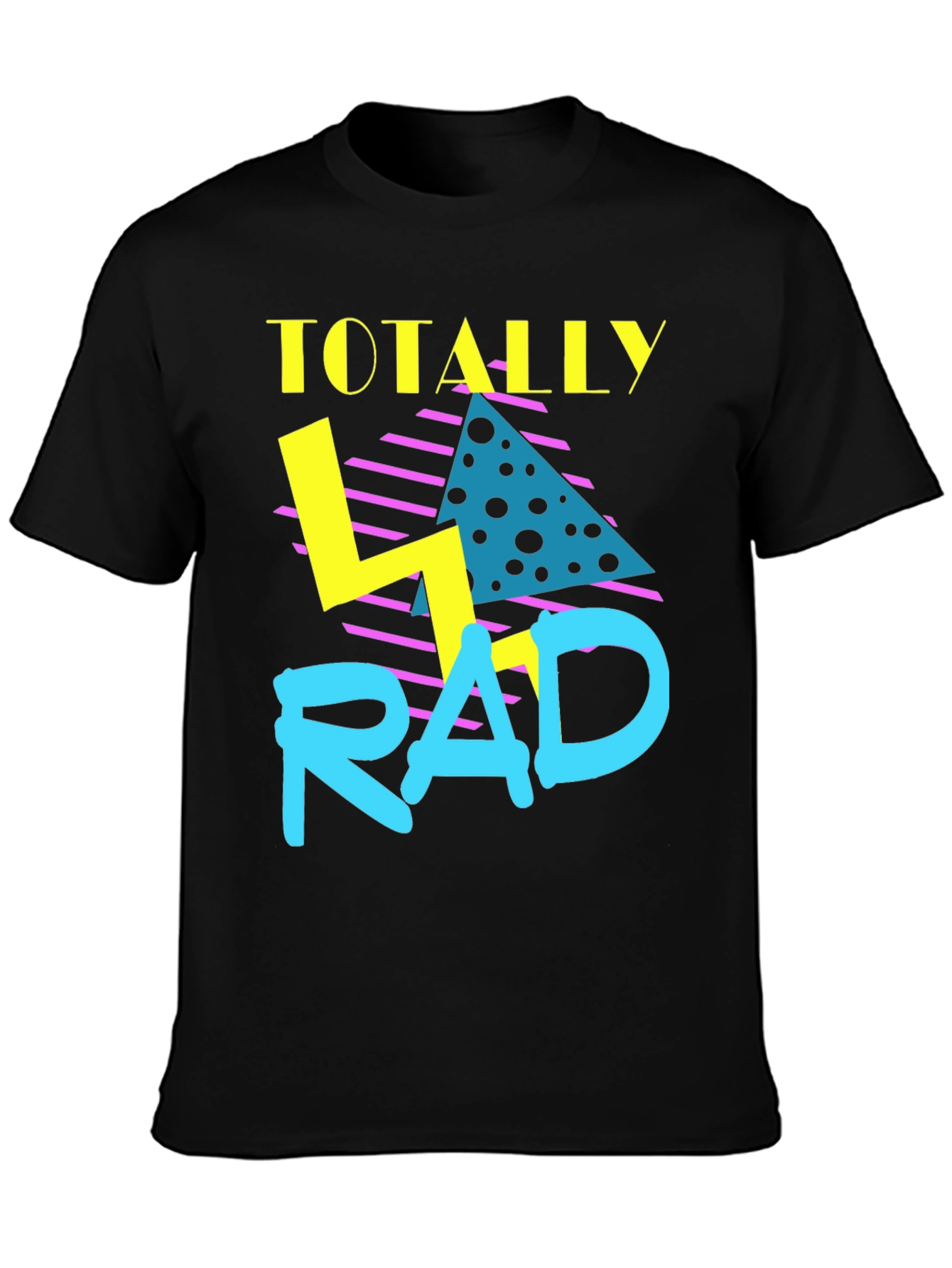 Black Totally Rad Retro Graphic Tee - 80s Throwback T-Shirt view 3