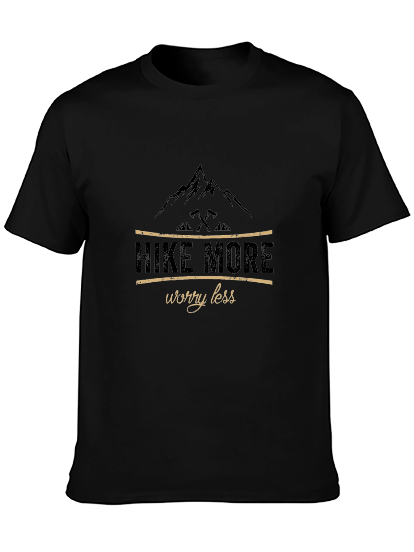 Black Hike More Worry Less Black Graphic T-Shirt view 3