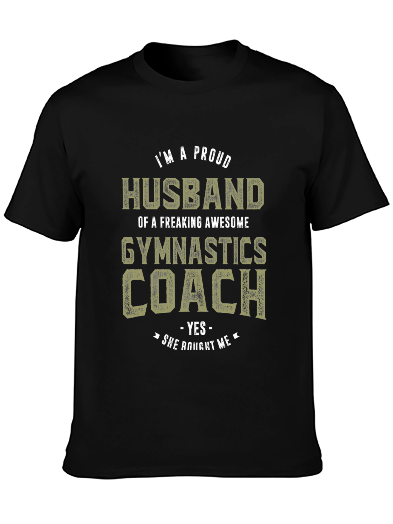 Black Proud Husband Gymnastics Coach Graphic Tee view 3