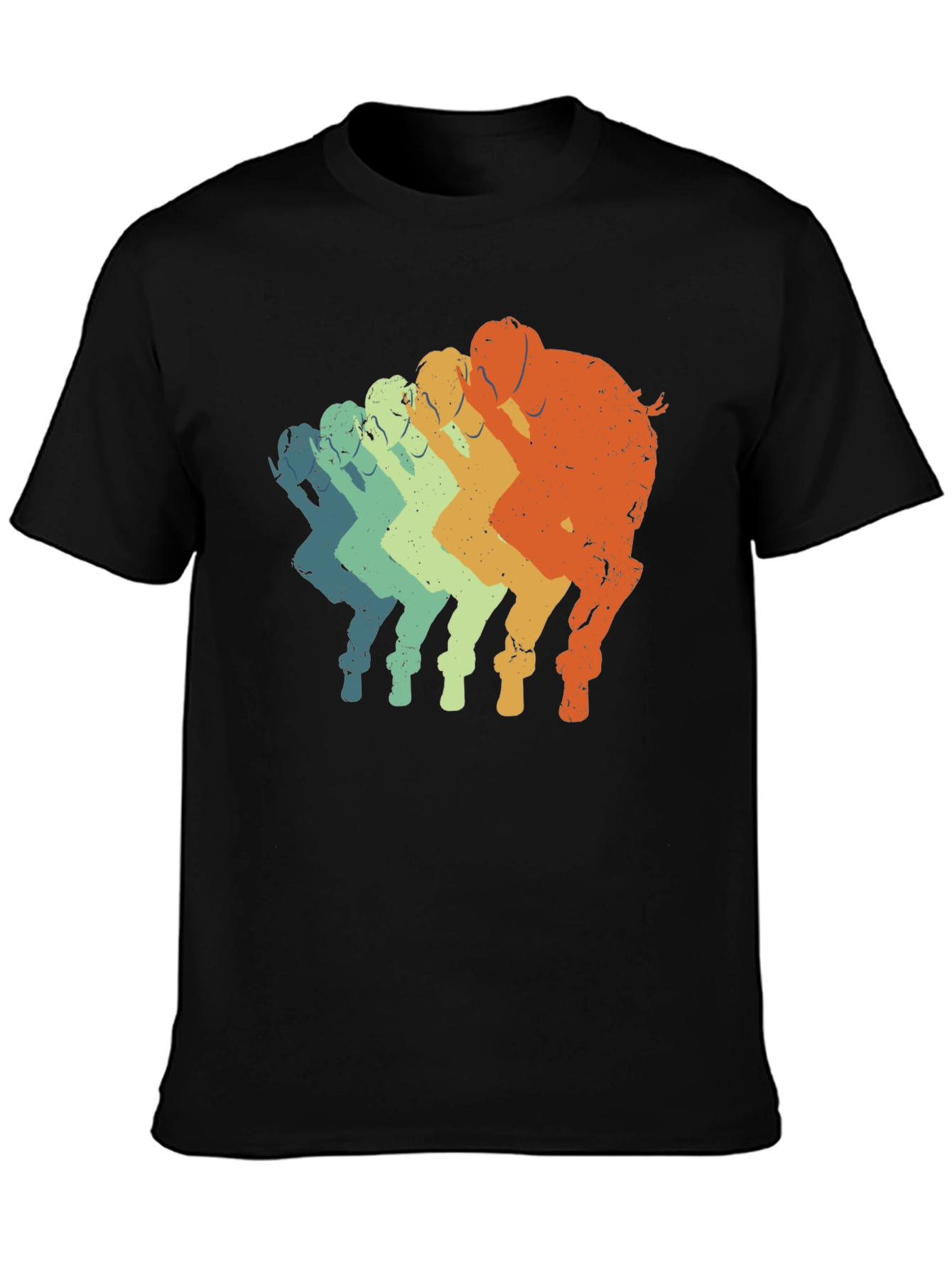 Black Retro Elephant T-Shirt - Gradient Design view 3