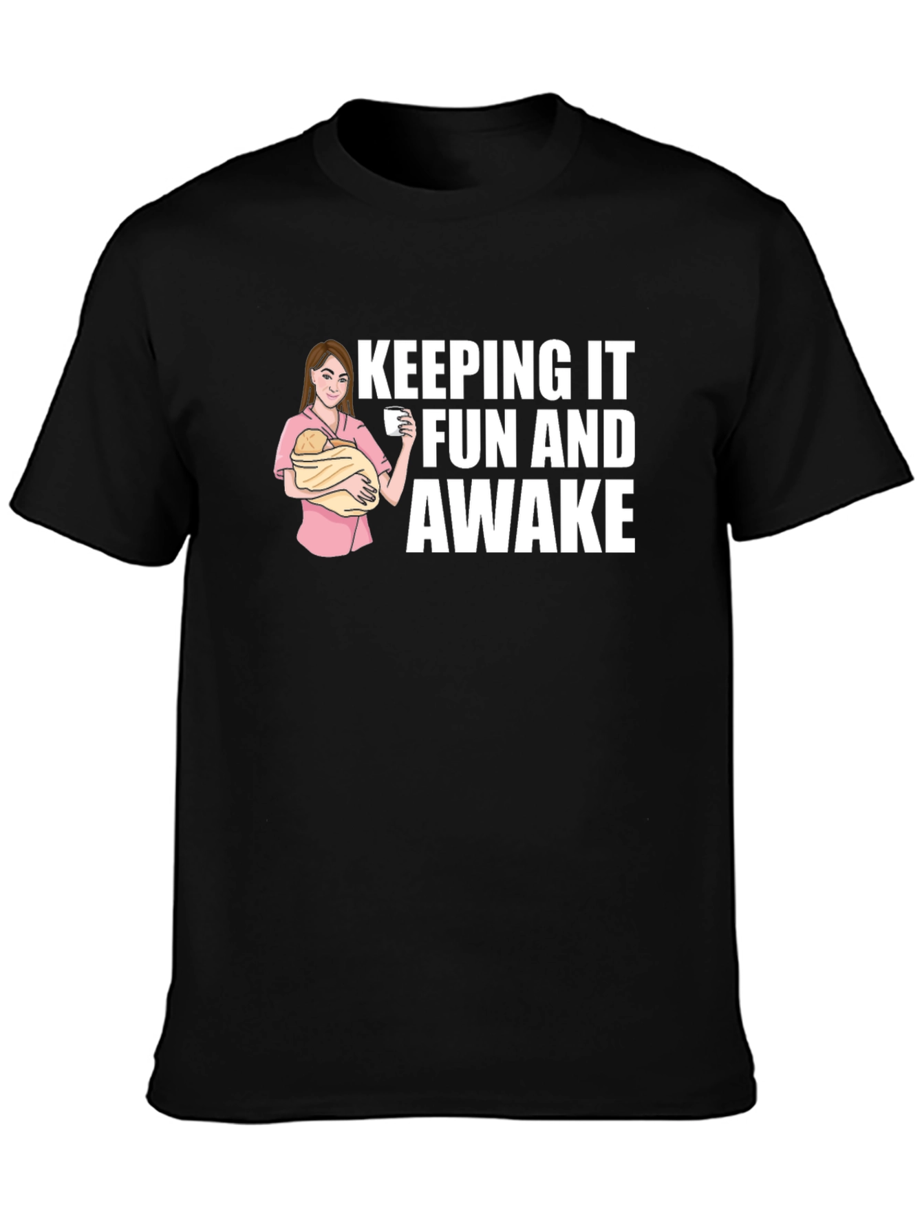 Black Keeping It Fun and Awake Graphic Tee view 3