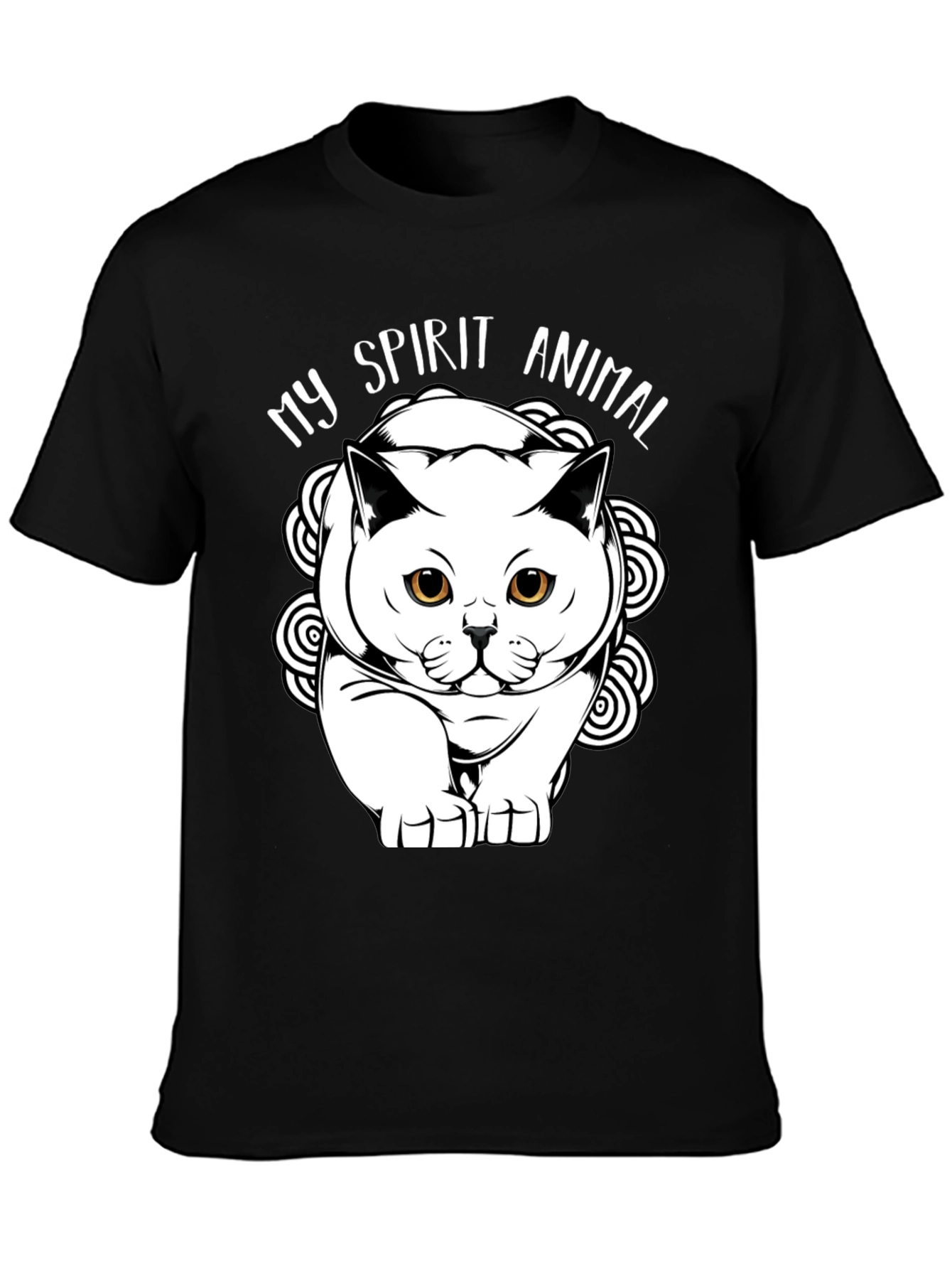Black My Spirit Animal Cat Graphic T-Shirt view 3