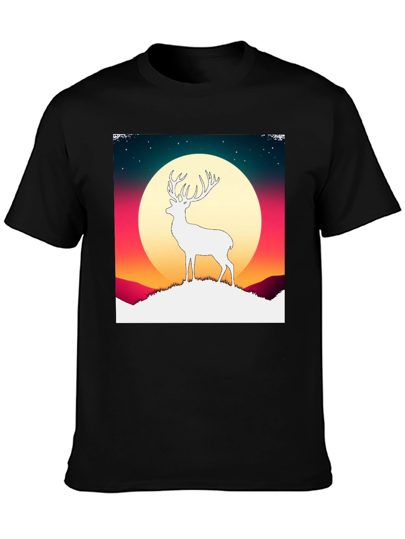 Black Deer Silhouette Graphic Tee - Men's Black T-Shirt view 3