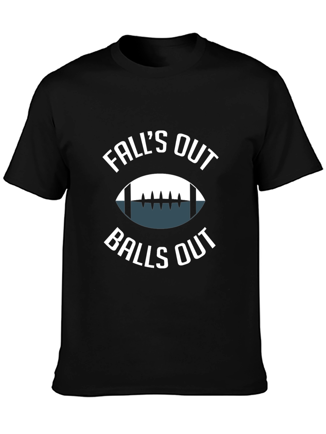 Black Fall's Out Balls Out Football T-Shirt view 3