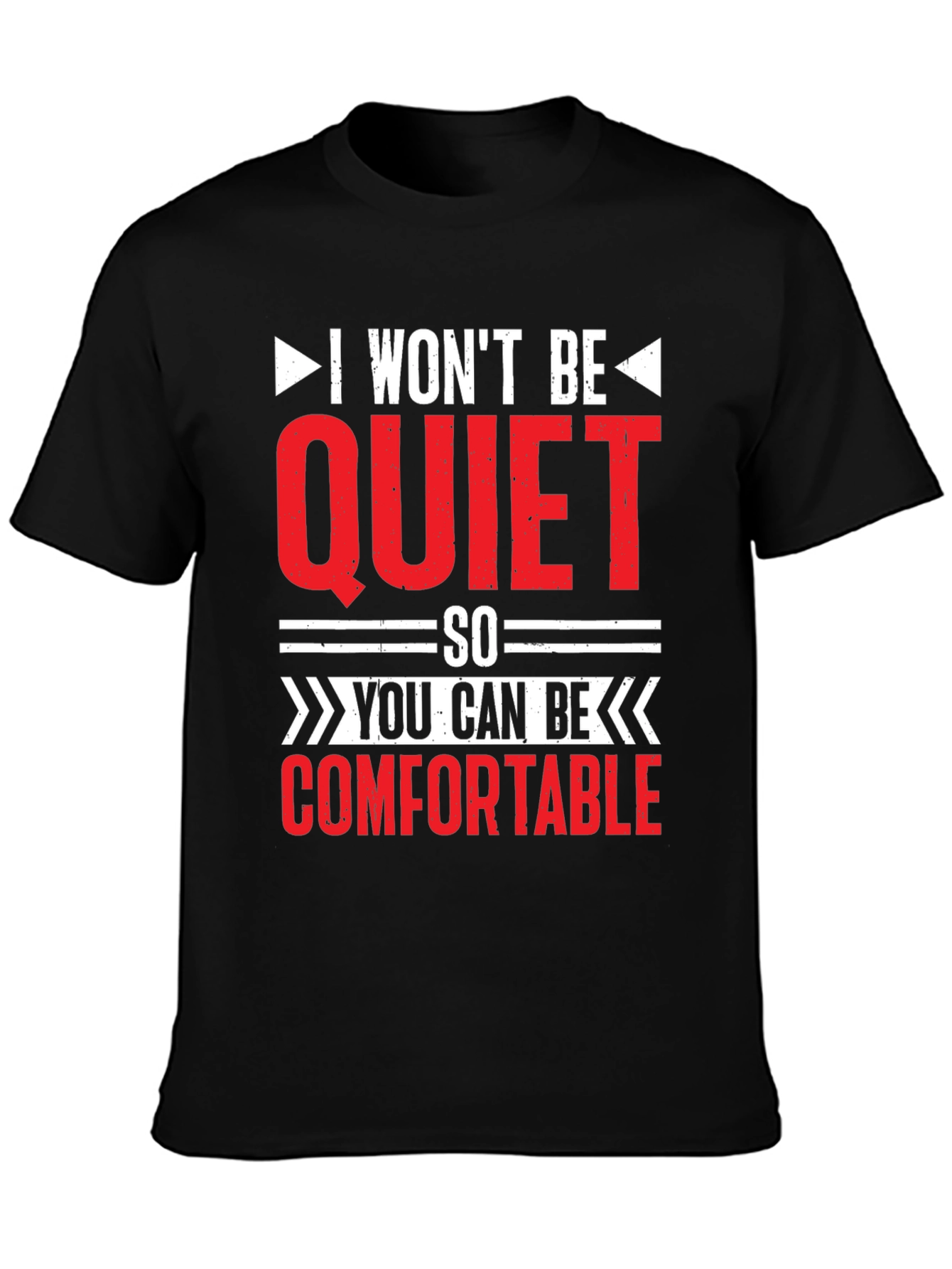 Black I Won't Be Quiet Slogan T-Shirt view 3