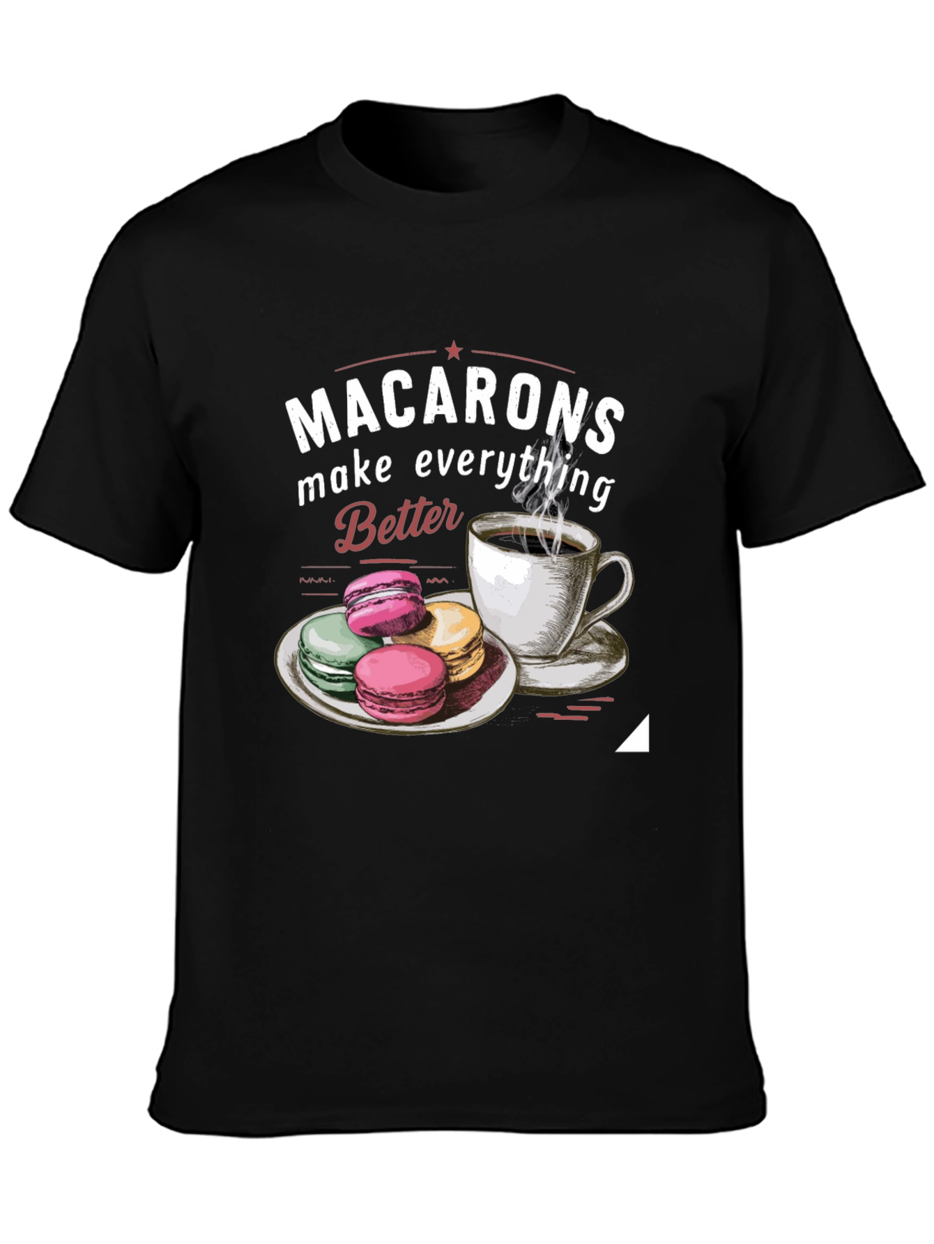 Black Macarons & Coffee Graphic Tee view 3