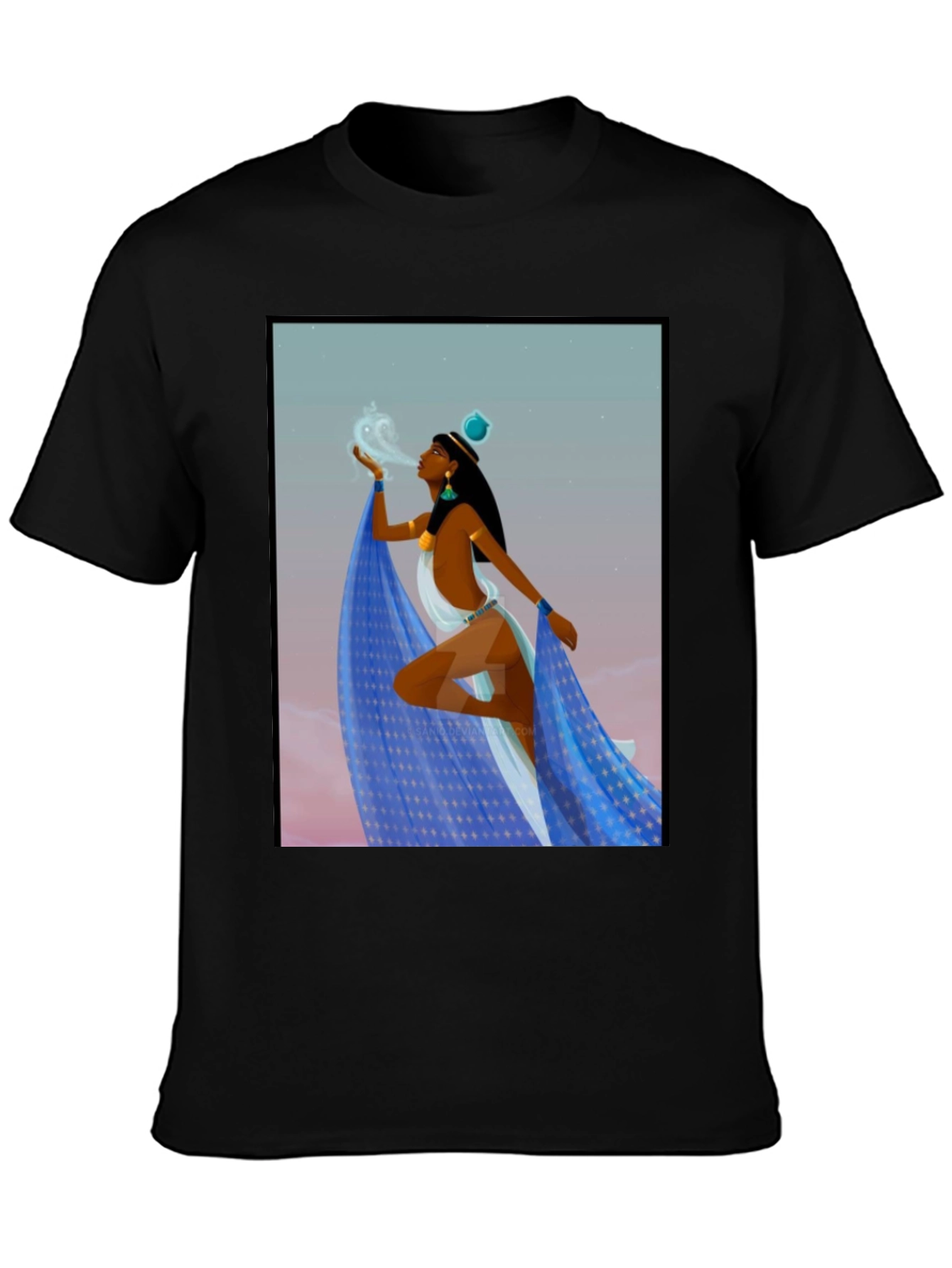 Black Egyptian Woman Design Black T-Shirt view 3