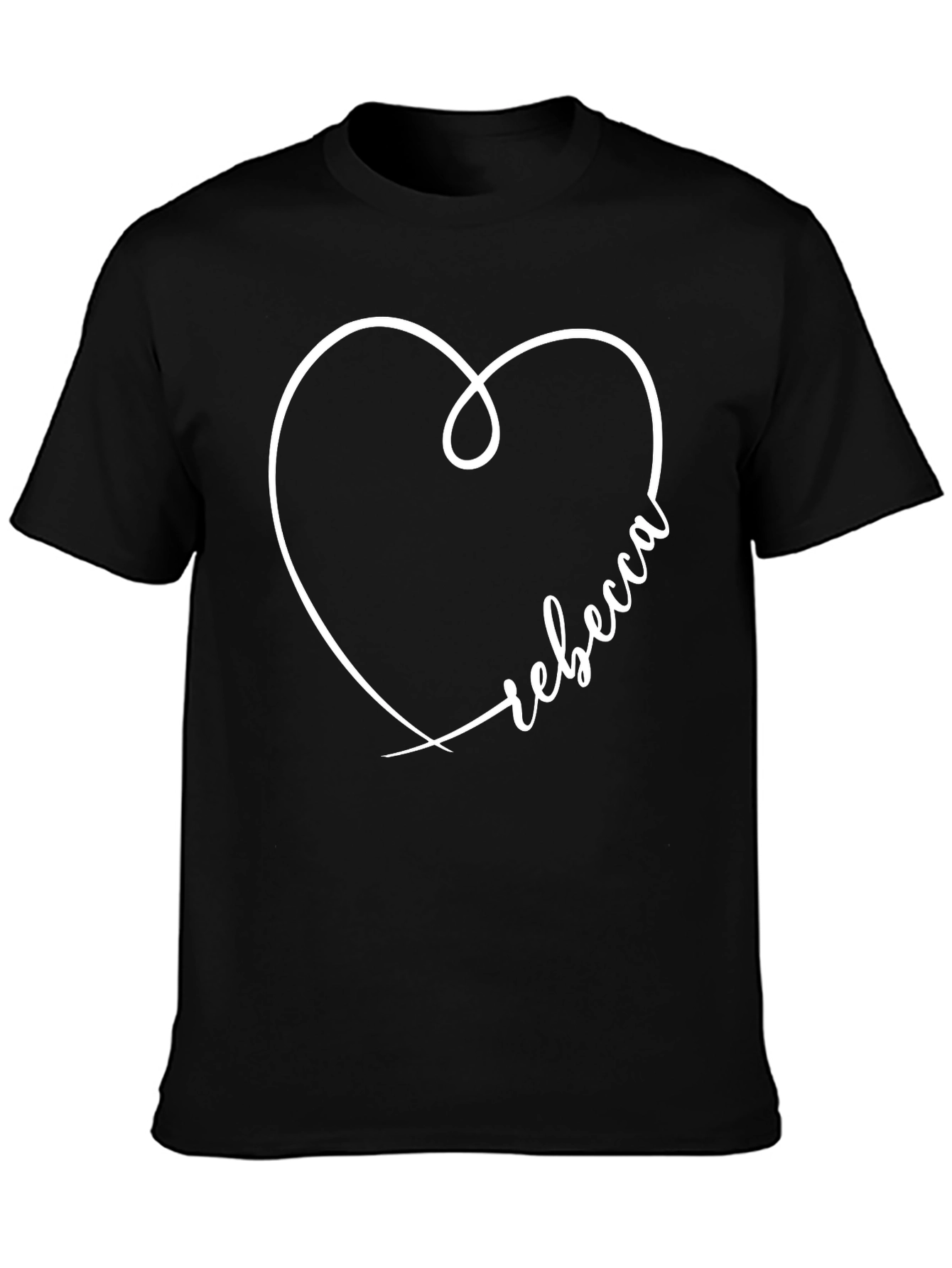 Black Rebecca Heart Tee - Personalized Graphic T-Shirt view 3