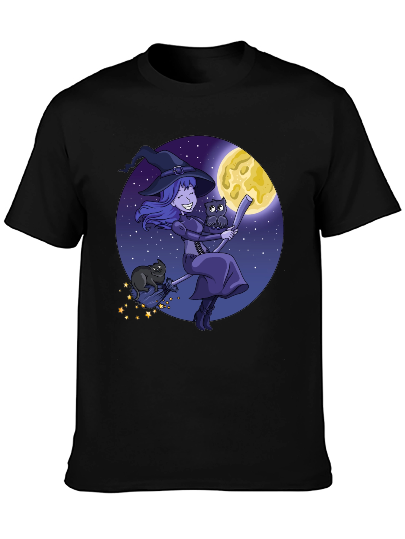 Black Witch on Broom T-Shirt - Halloween Ready! view 3