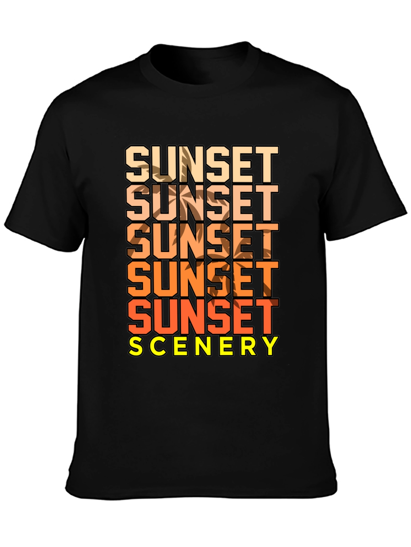 Black Sunset Scenery Graphic T-Shirt - Black view 3