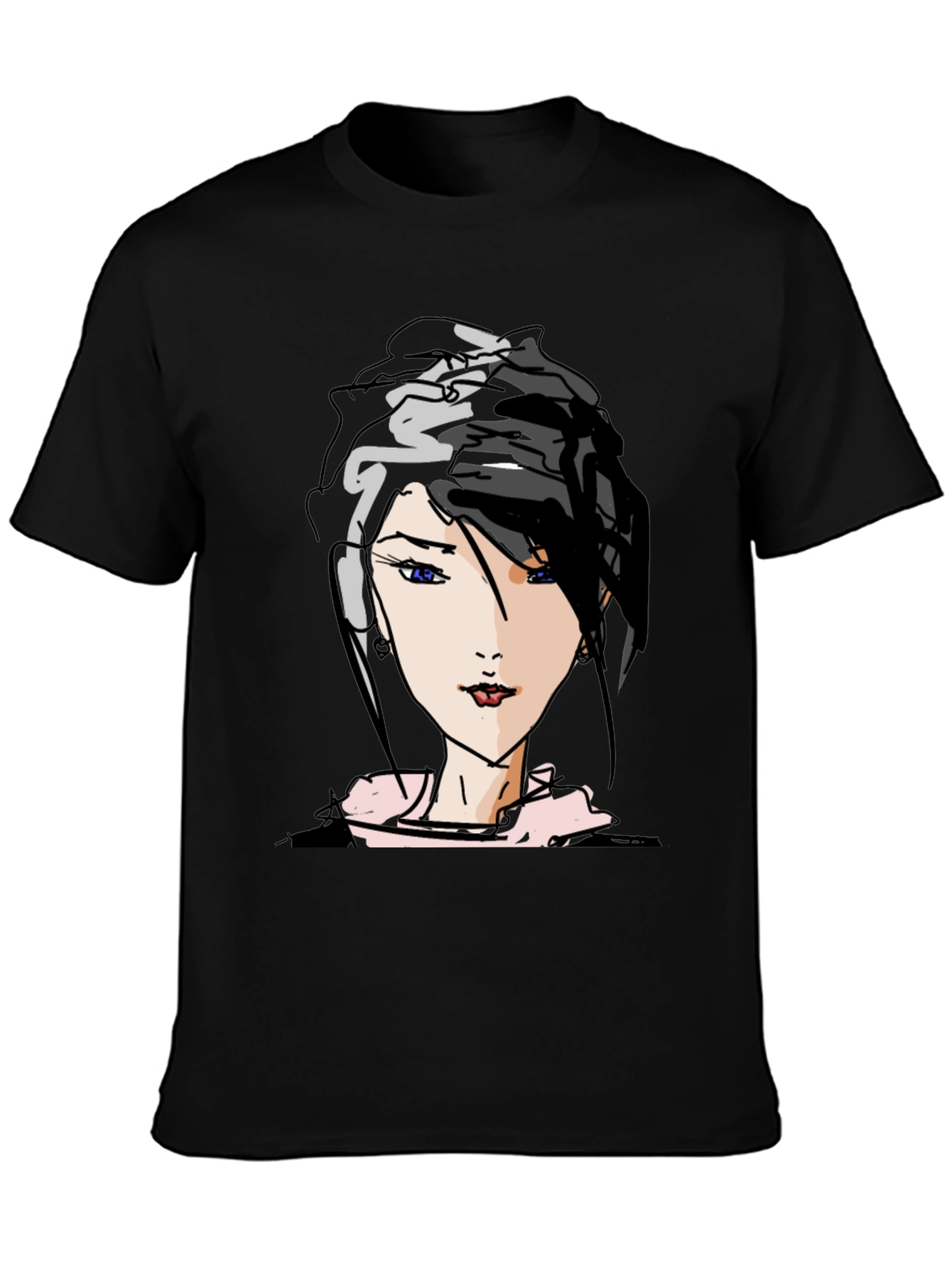 Black Anime Girl Graphic Tee - Trendy Black T-Shirt view 3